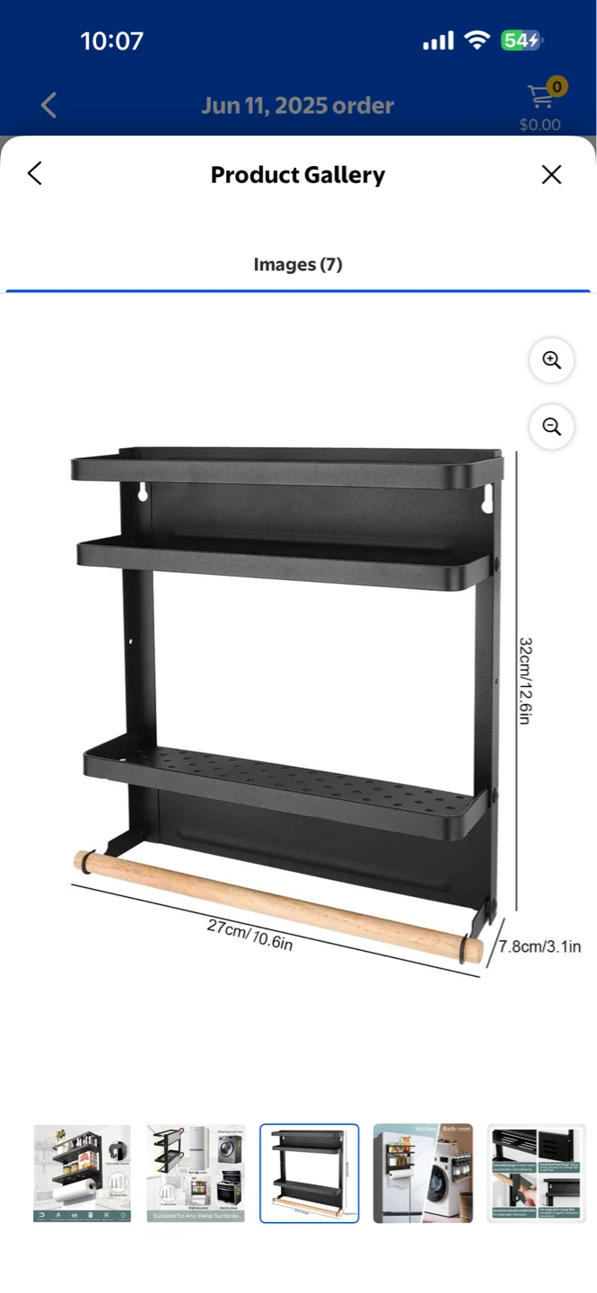 3-Tier Magnetic Spice Rack Shelf with Paper Towel Holder