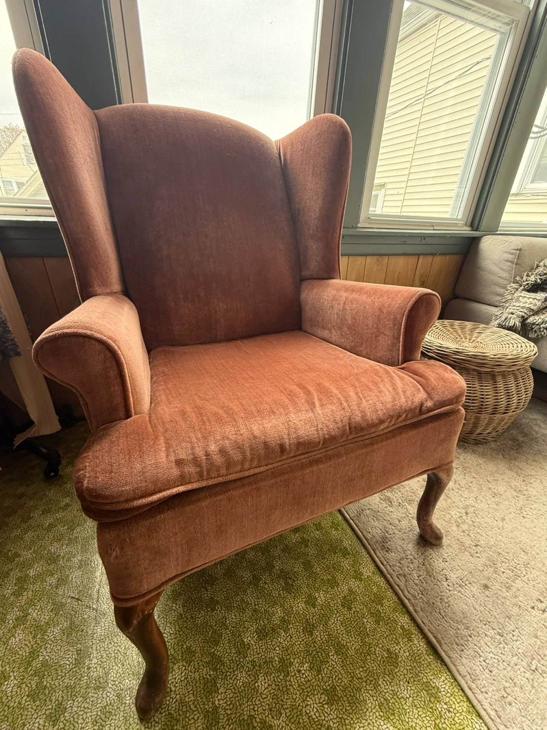 Velvet Pink Philosopher Wingback Armchair