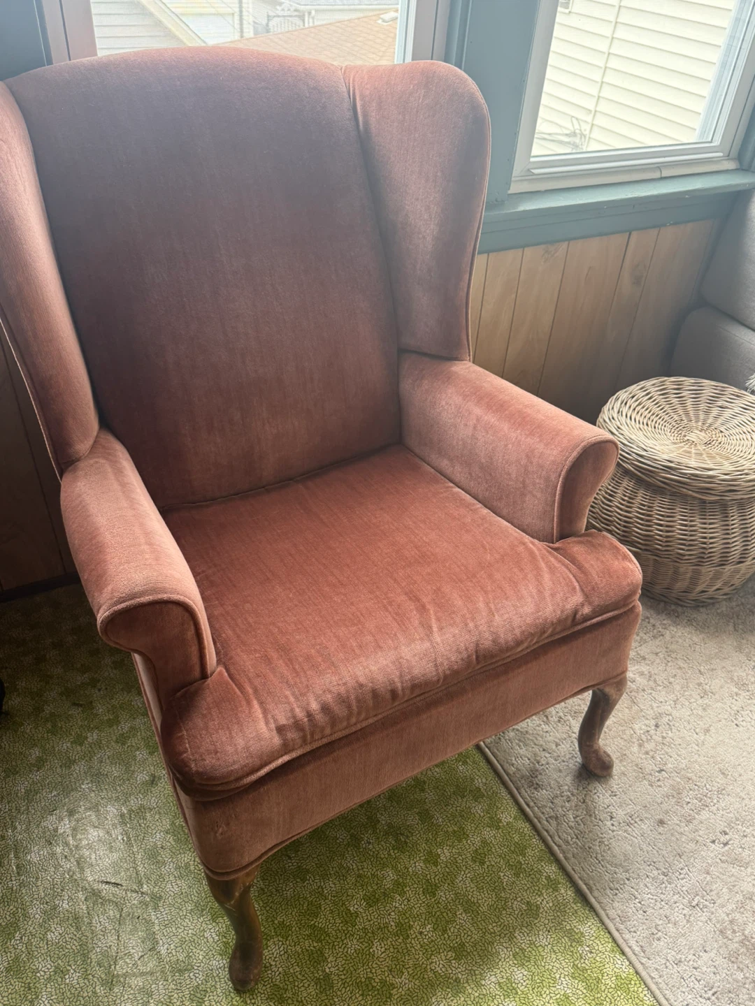 Velvet Pink Philosopher Wingback Armchair - photo 2