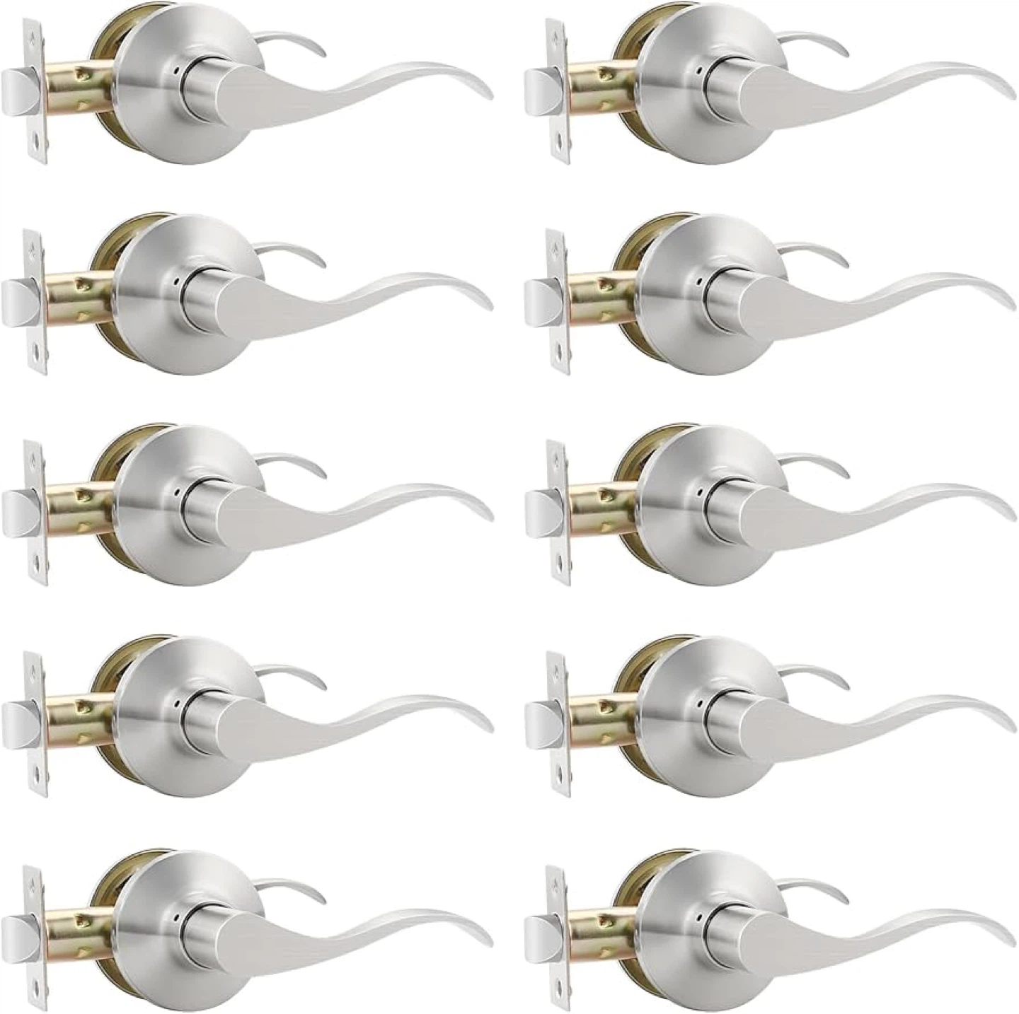 GOBEKOR 10 Pack Door Handle Satin Nickel
