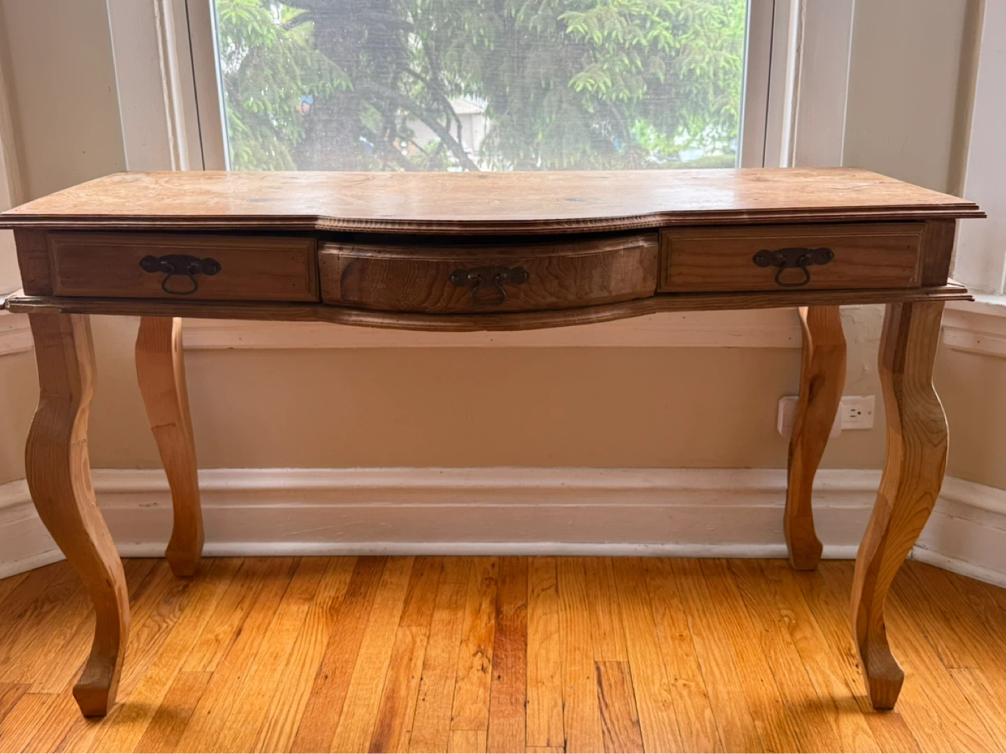 Curvy Wooden Desk with Drawers