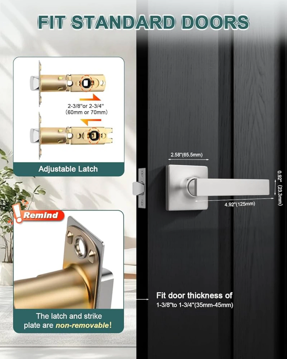 Door Lever Handle Set - Stainless Steel - photo 3