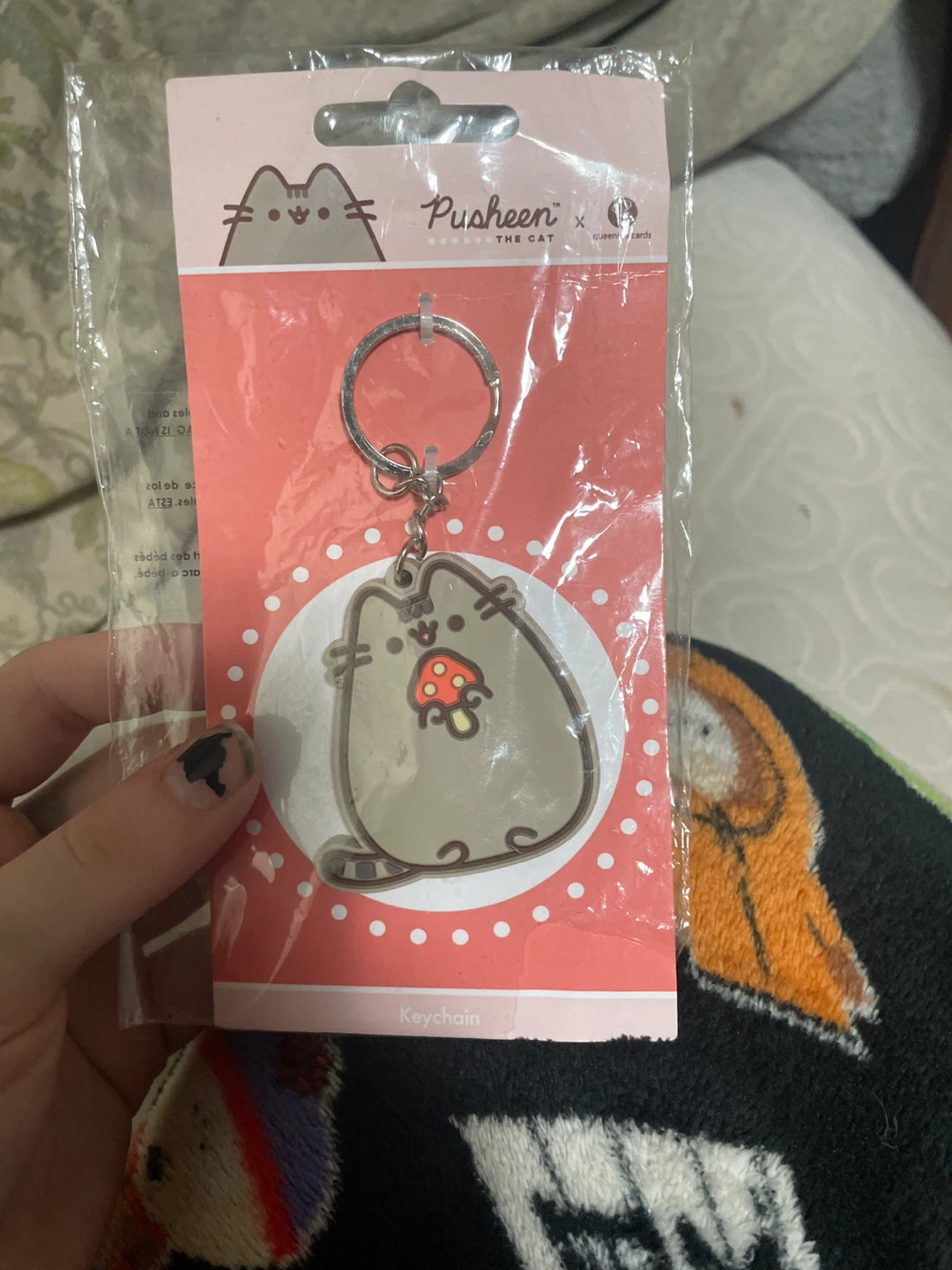 Pusheen "The Cat" Keychain with Mushroom Charm