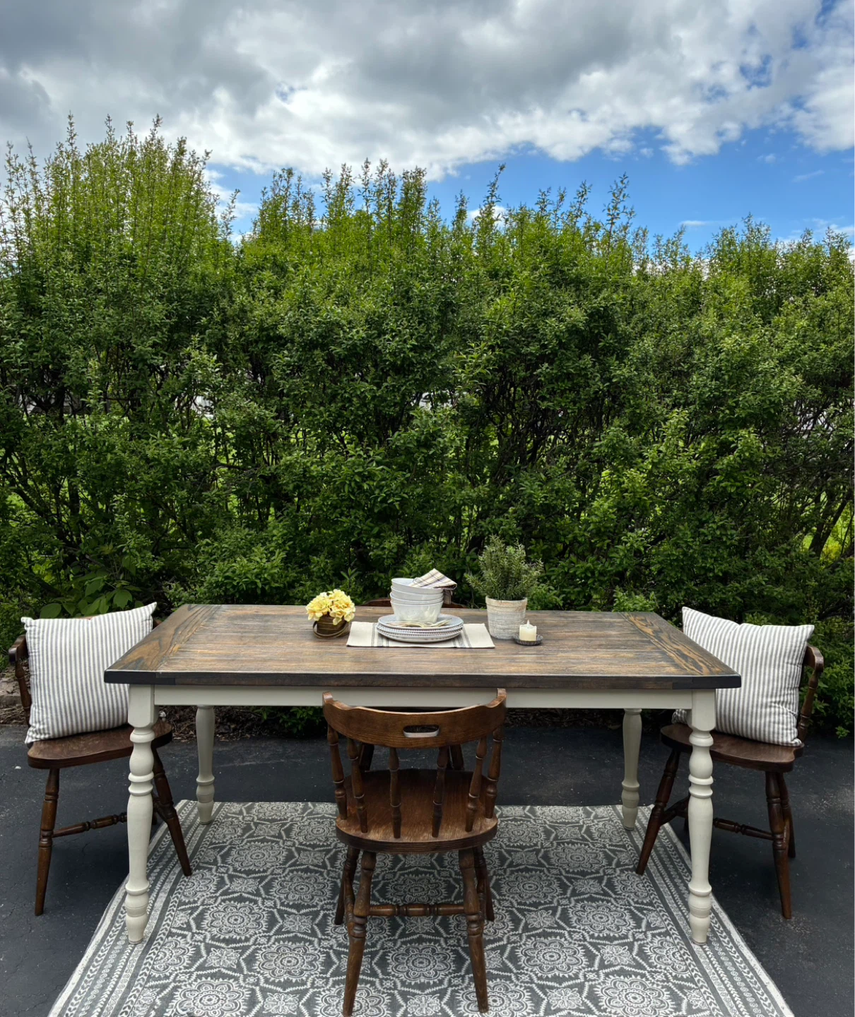 Farmhouse Dining Table Set with 4 Chairs
