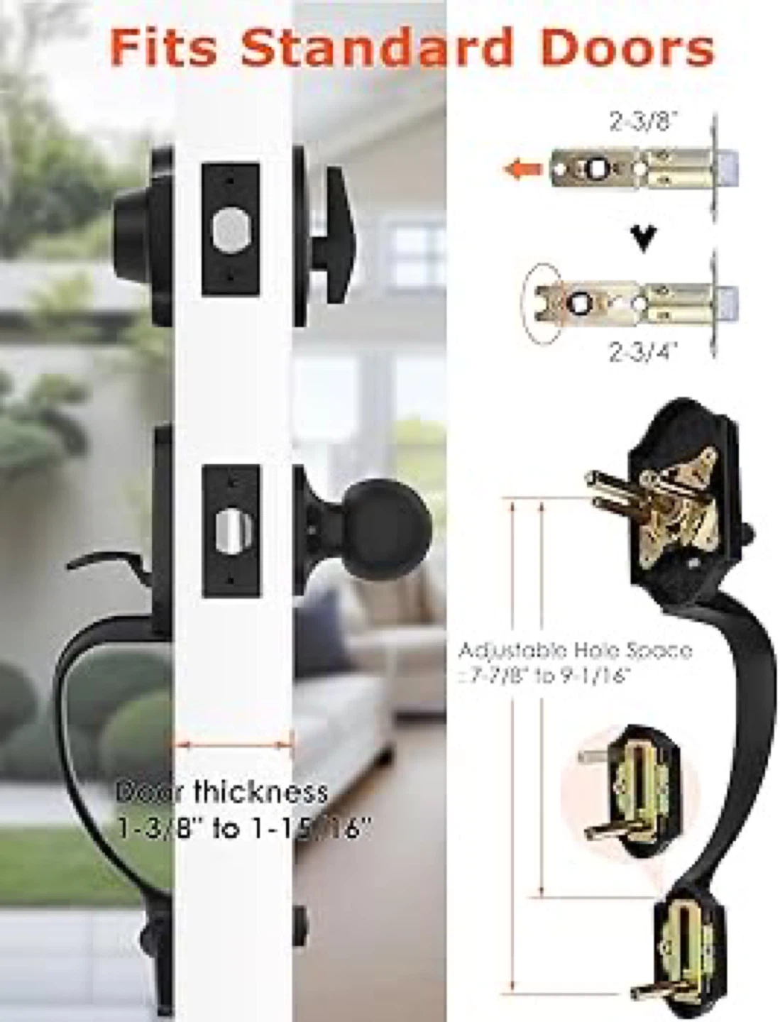 HAIDMS Black Door Lock Set with Deadbolt and Handle - photo 2