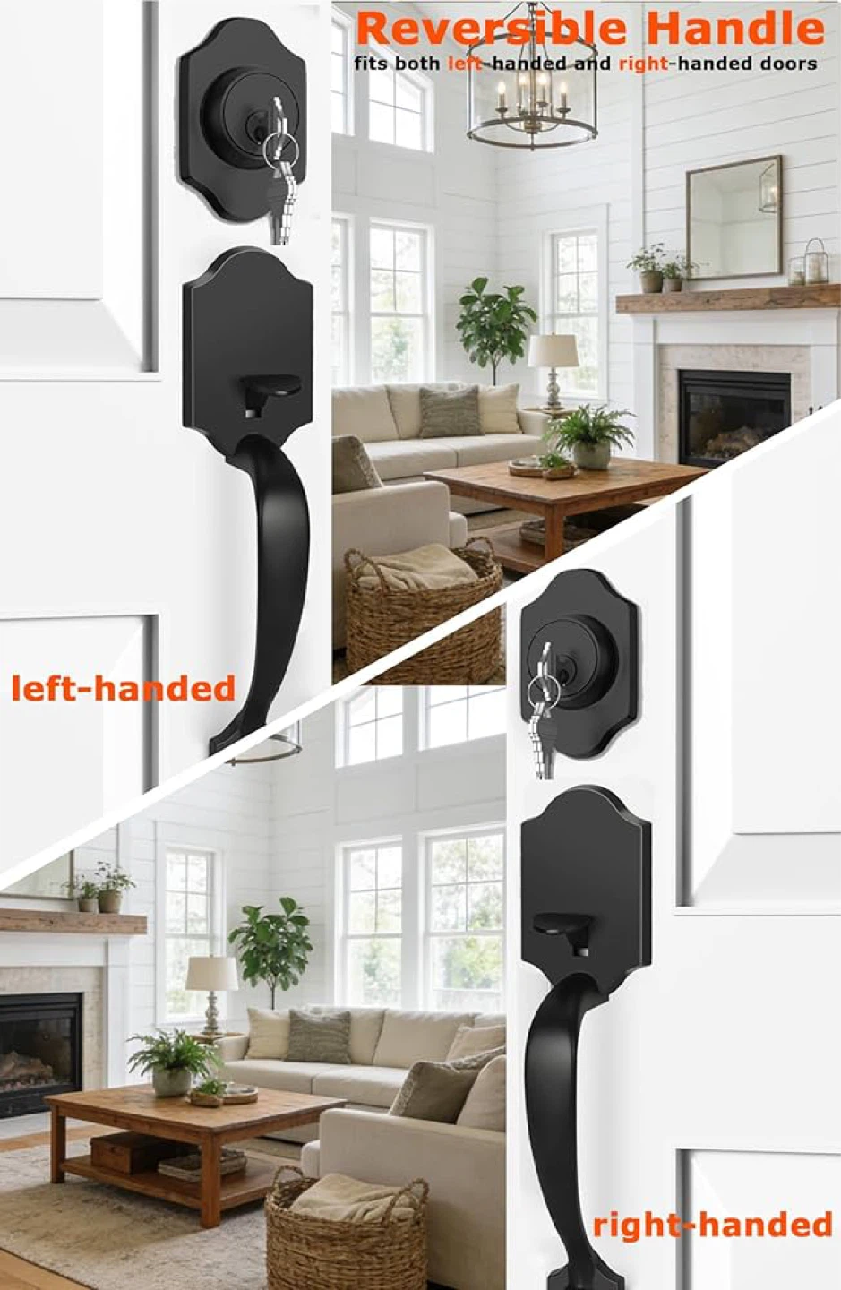 HAIDMS Black Door Lock Set with Deadbolt and Handle - photo 3
