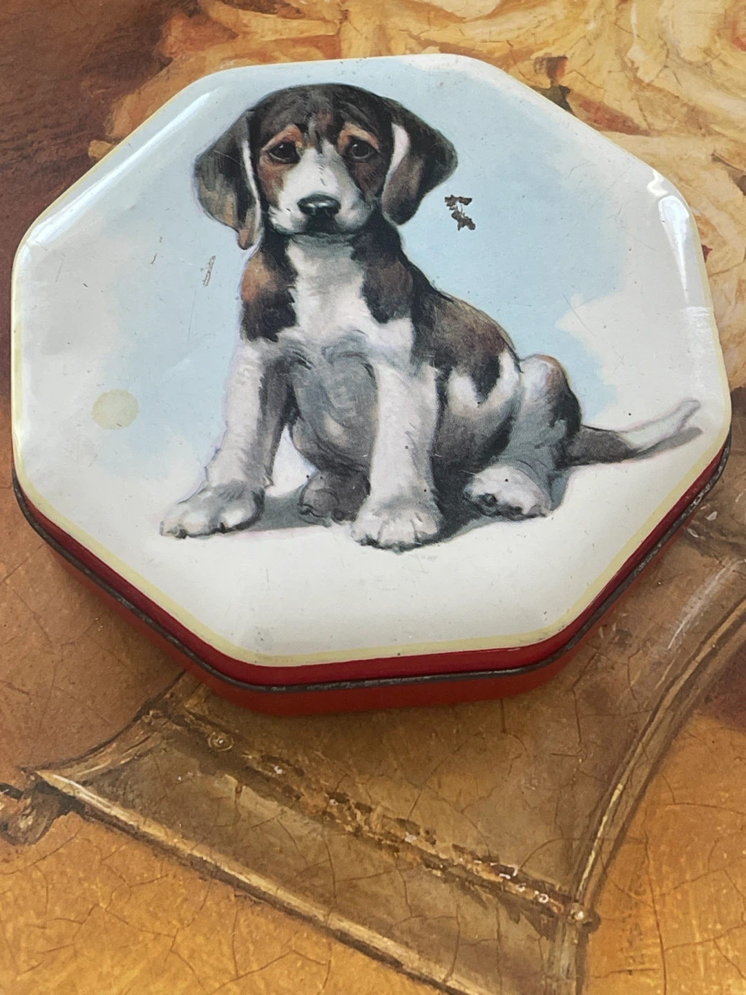Blue Bird Confectionery Tin with Dog Illustration