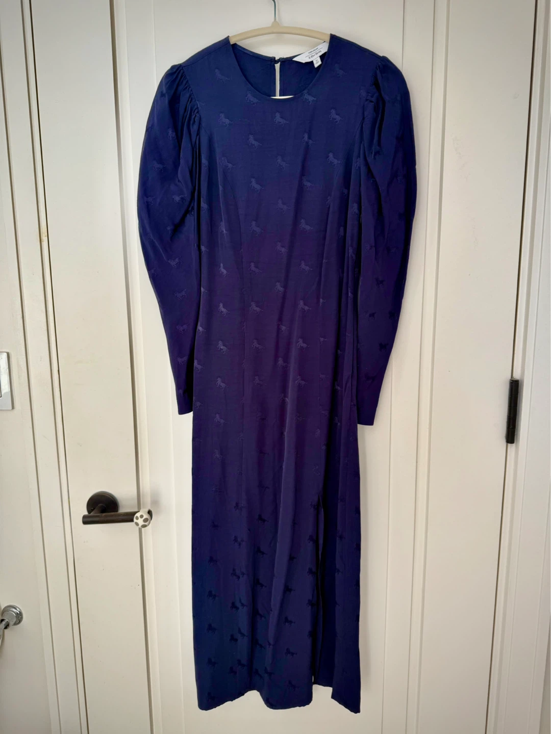 & Other Stories Navy Horse Print Midi Dress US 2