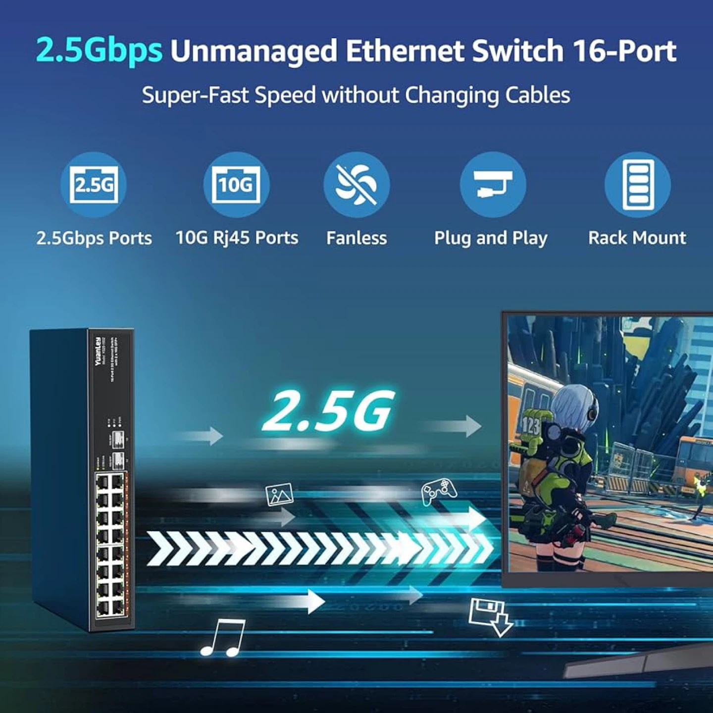Yuanley 18-Port 2.5G Ethernet Switch with 2*10G RJ45 - photo 2