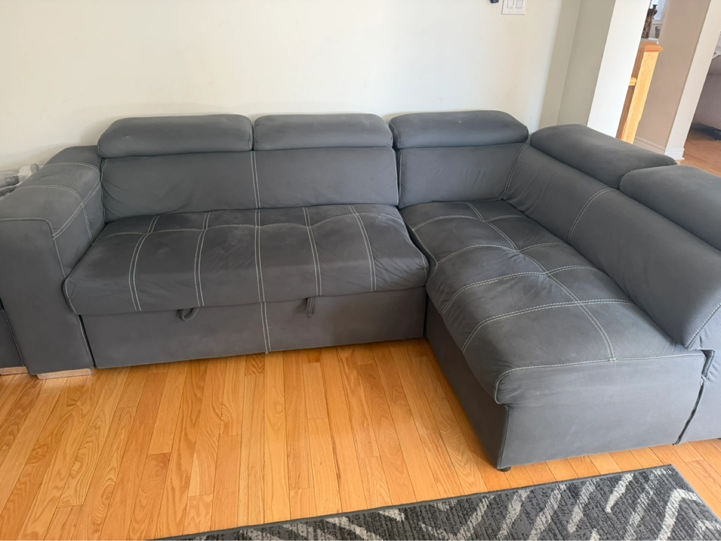 Grey Sectional Sofa with Storage