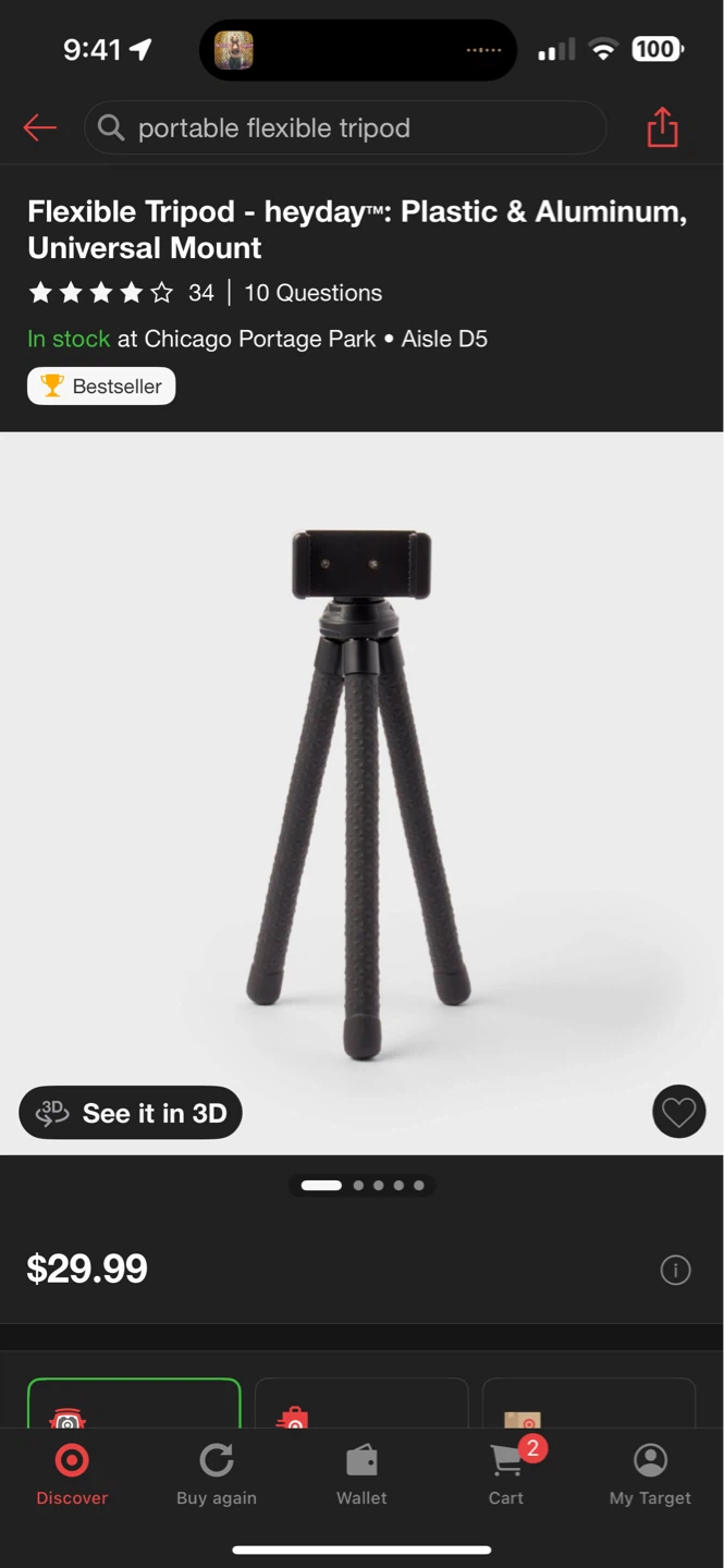 Heyday Portable Flexible Tripod with Phone Mount - photo 2