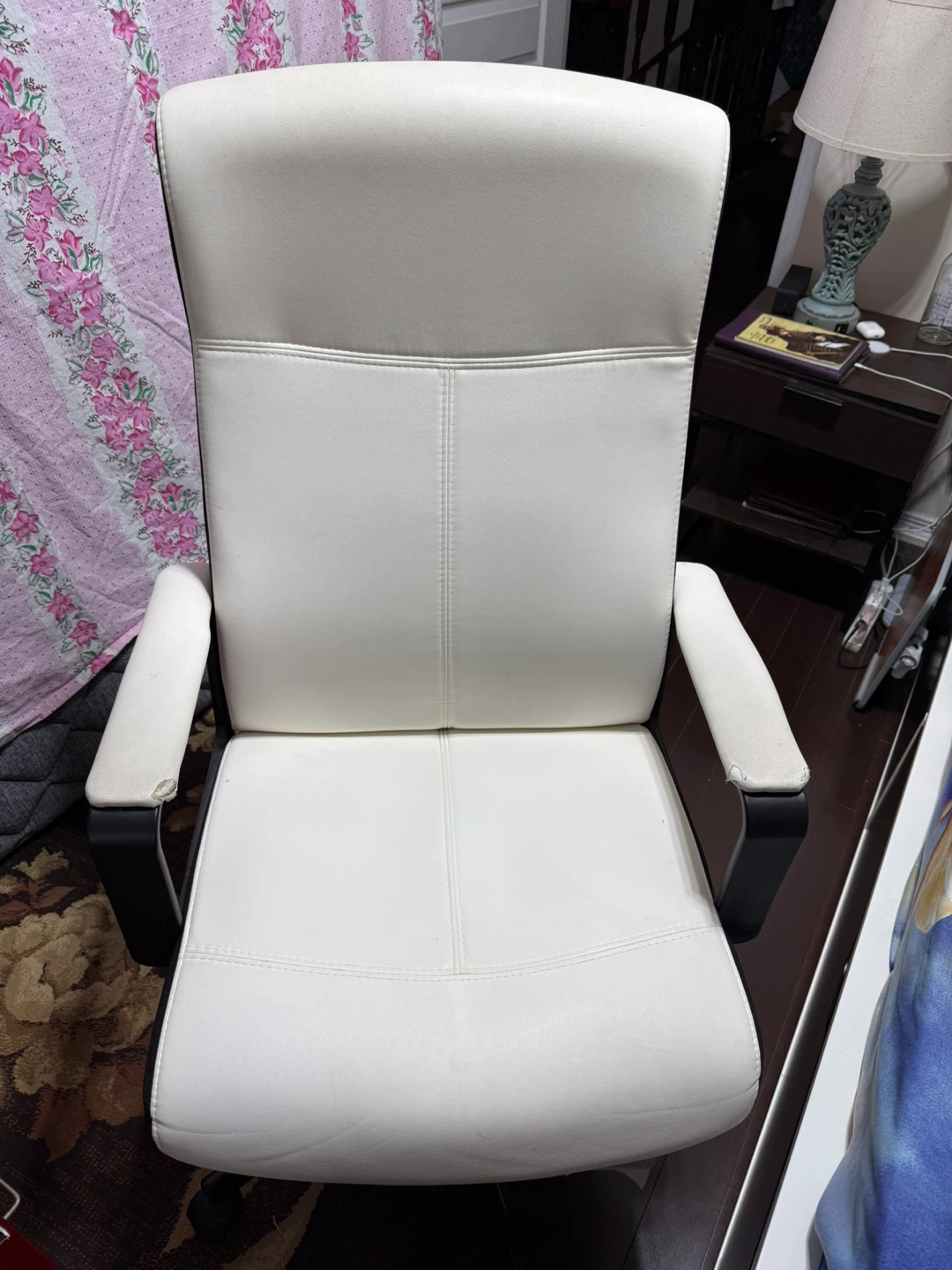 White Faux Leather Office Chair