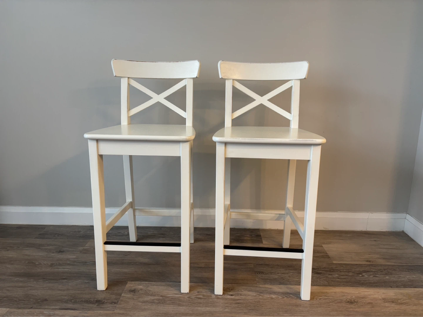 [Moving Sale] Set of 2 White IKEA Counter Stools