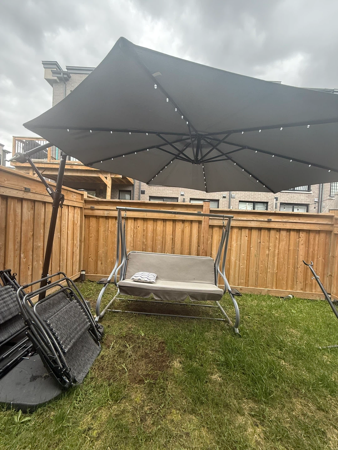 Patio Swing with Cantilever Umbrella