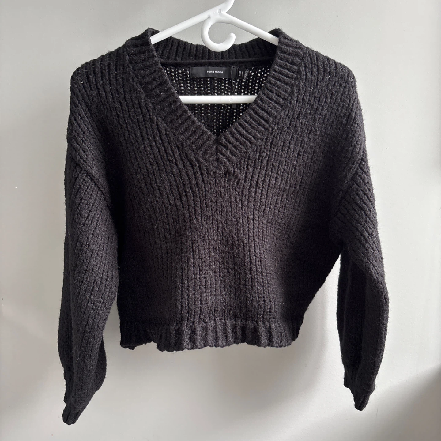 Vero Moda Black V-Neck Knit Sweater - Size L