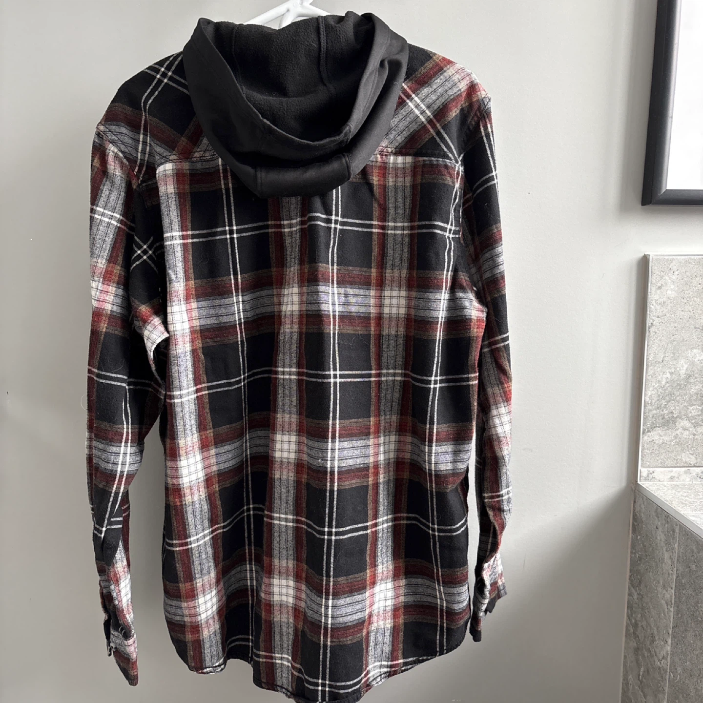 Men's Plaid Flannel Shirt with Hood - photo 2