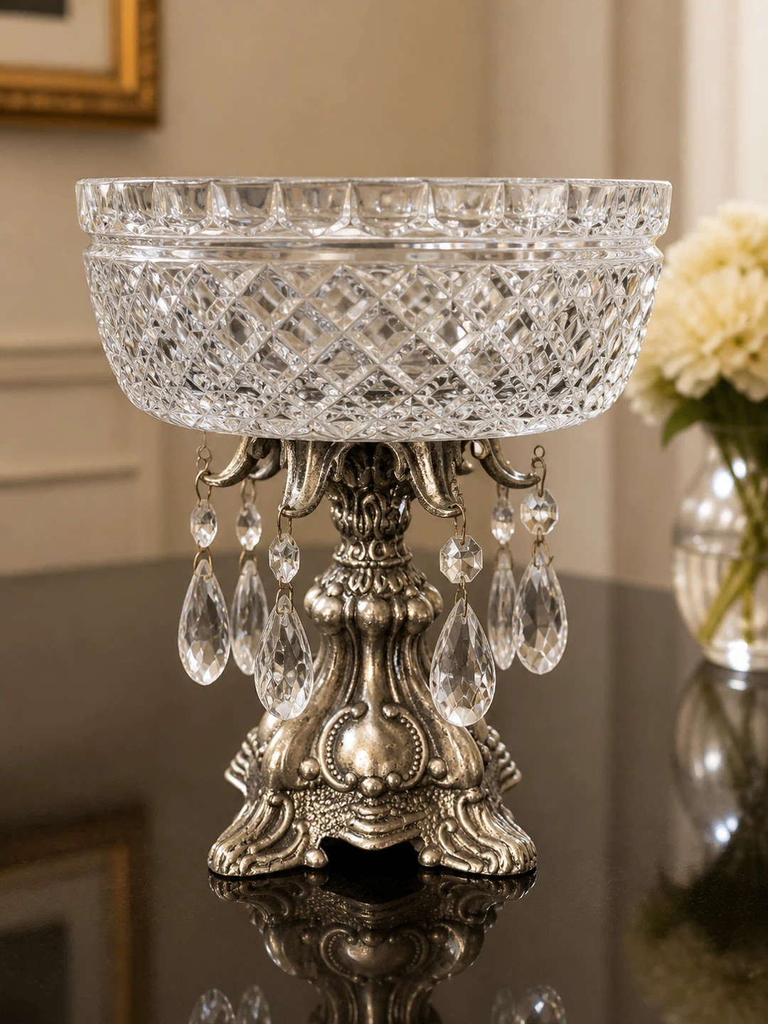 Crystal and Metal Pedestal Bowl - photo 2