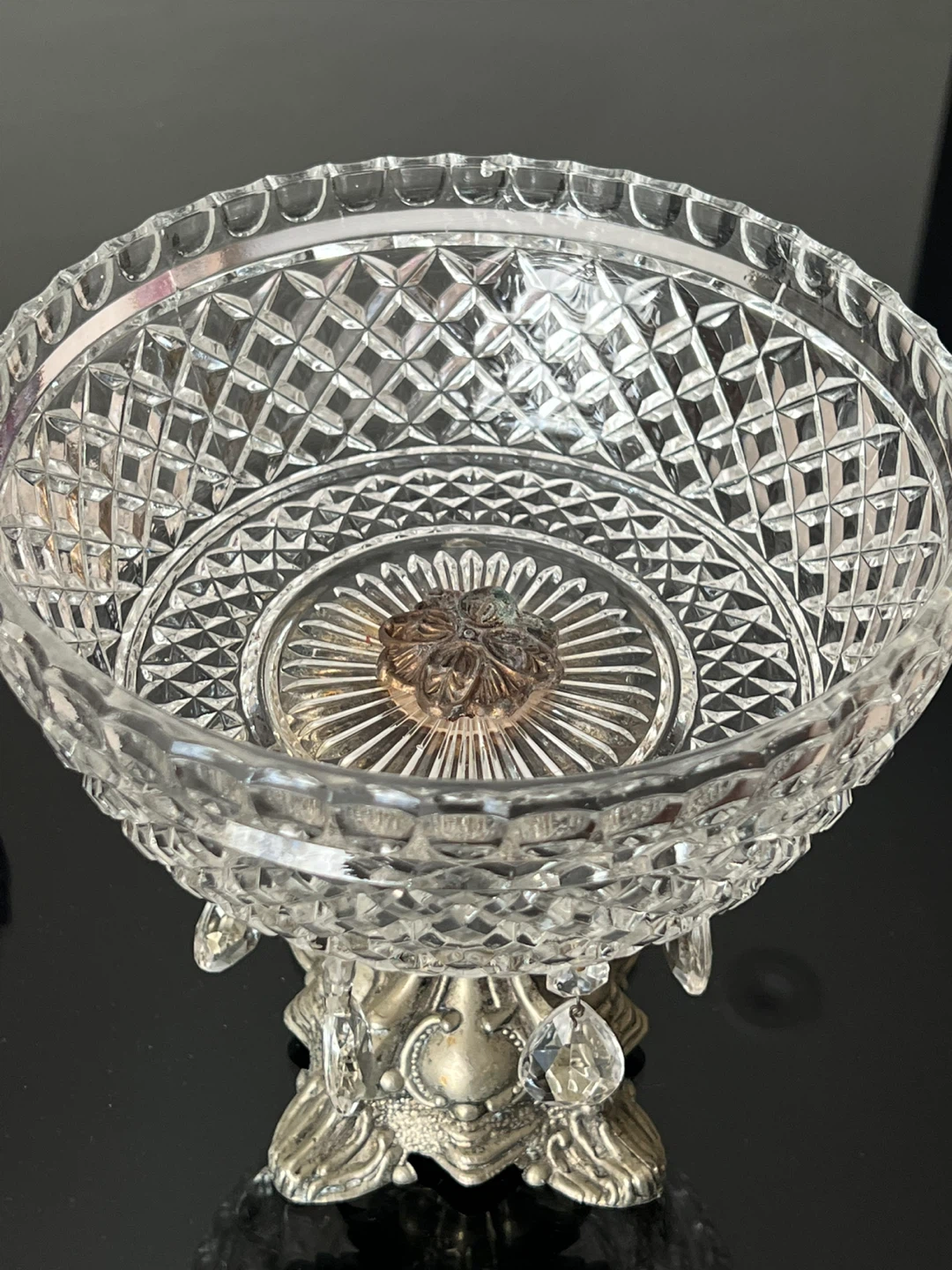 Crystal and Metal Pedestal Bowl - photo 4