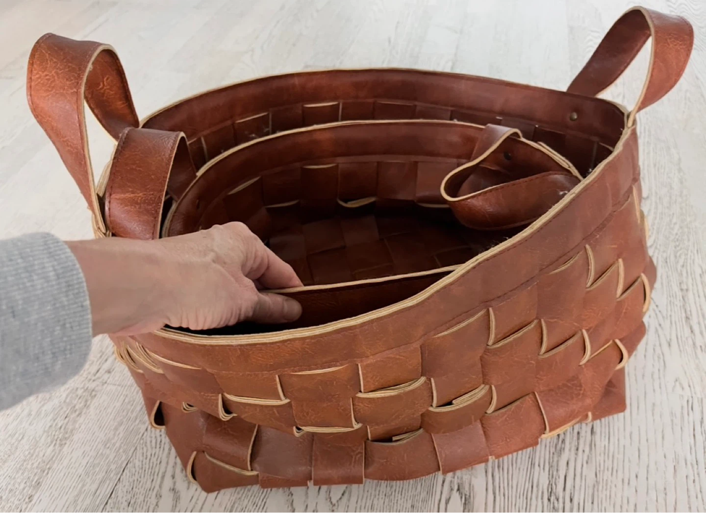 Faux Leather Baskets - Set of 2