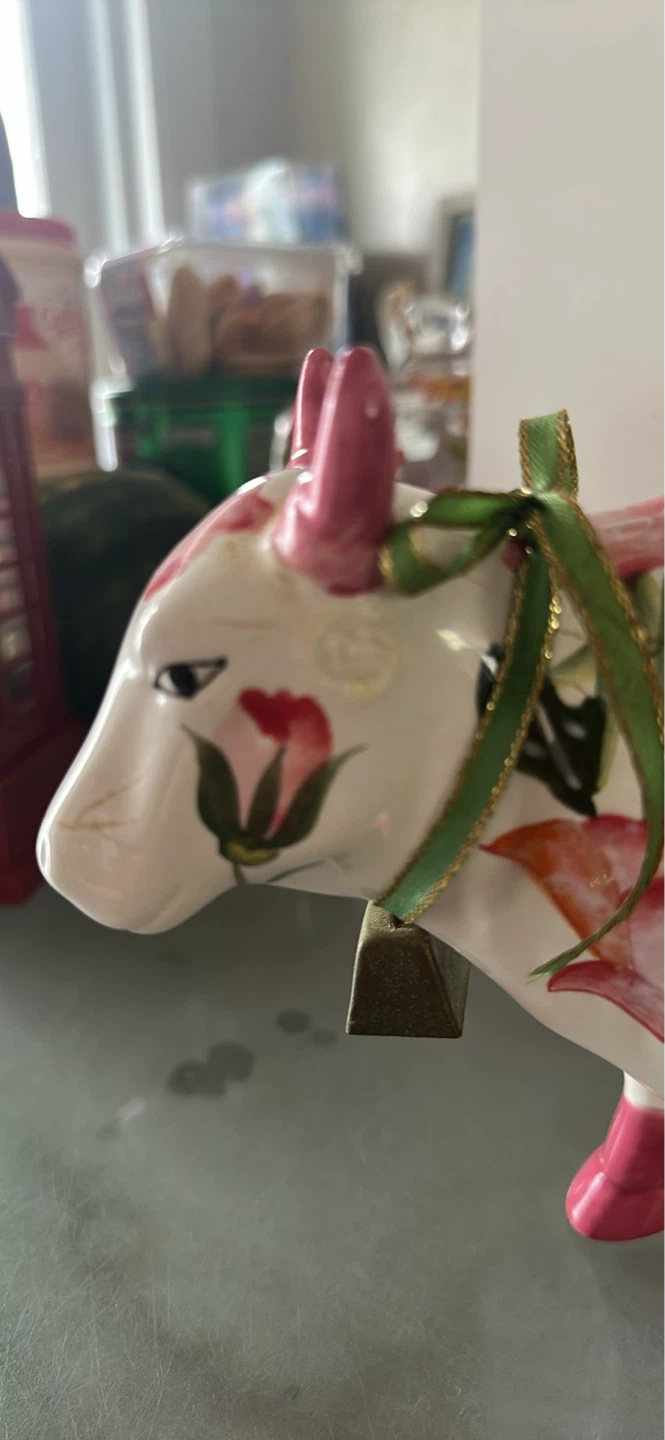 Ceramic Cow Figurine with Floral Pattern - photo 5