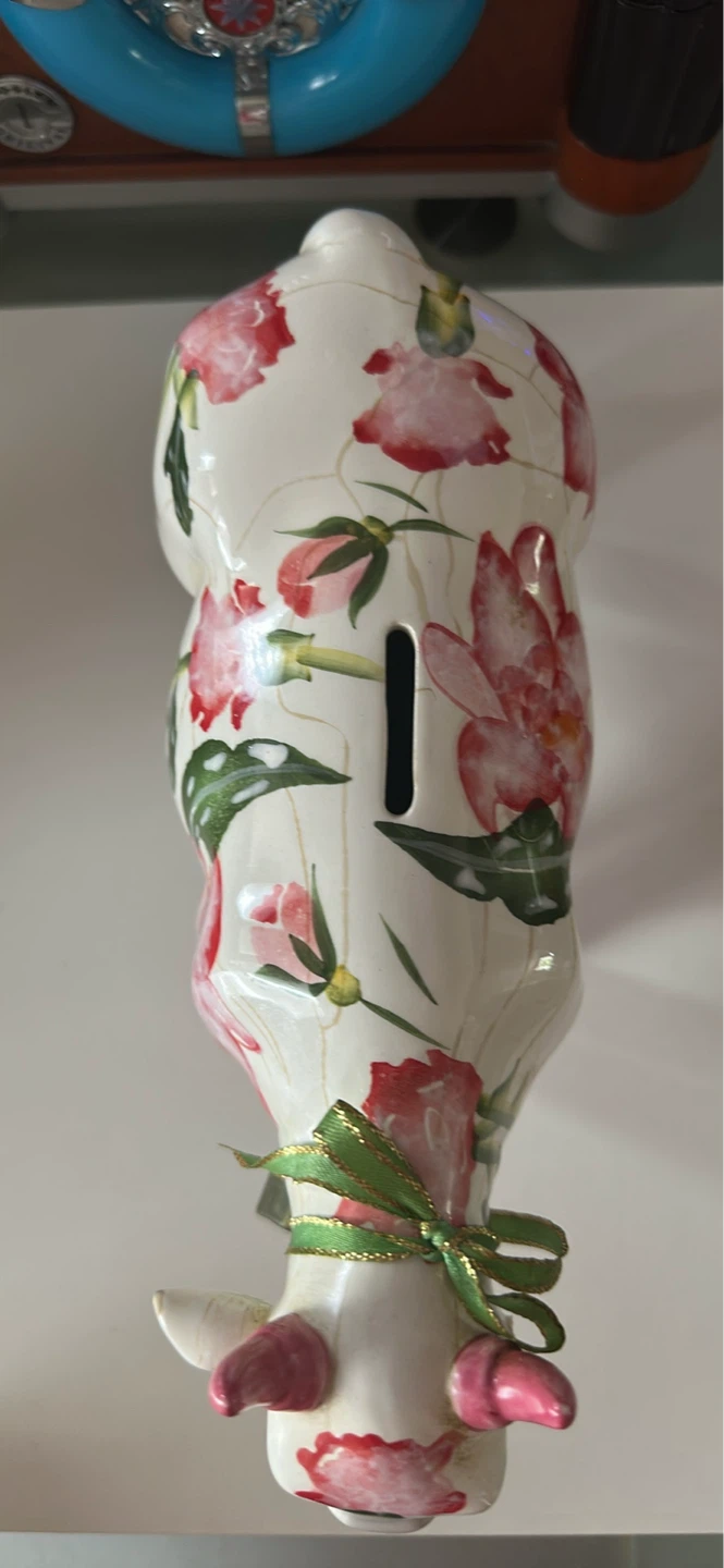 Ceramic Cow Figurine with Floral Pattern - photo 3
