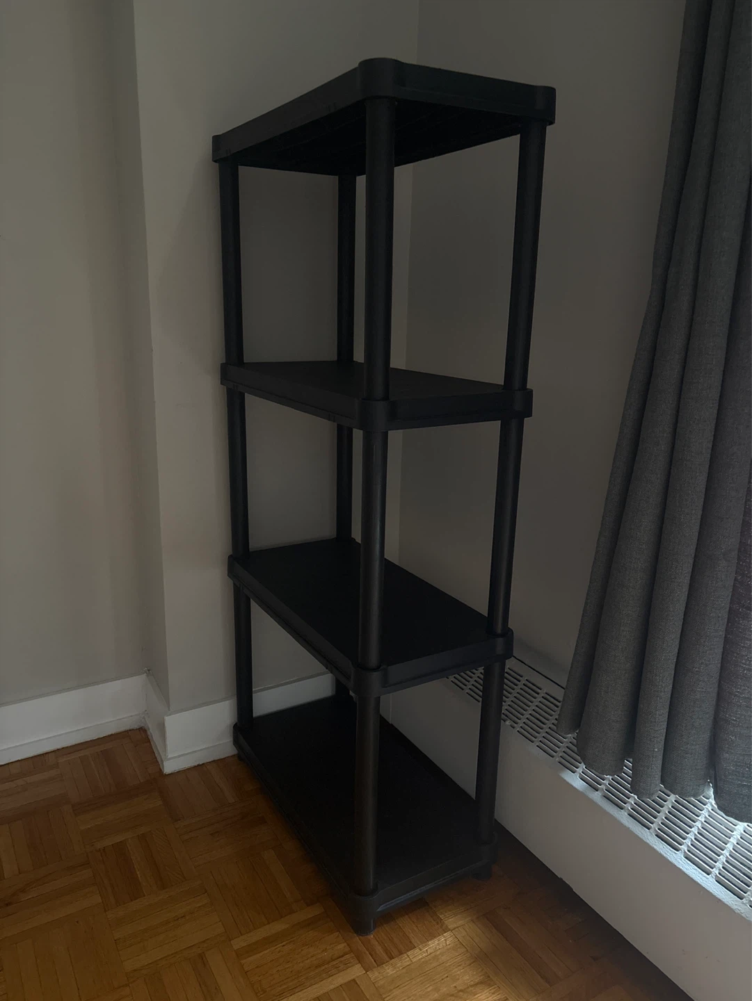 Black 4-Tier Plastic Shelving Unit