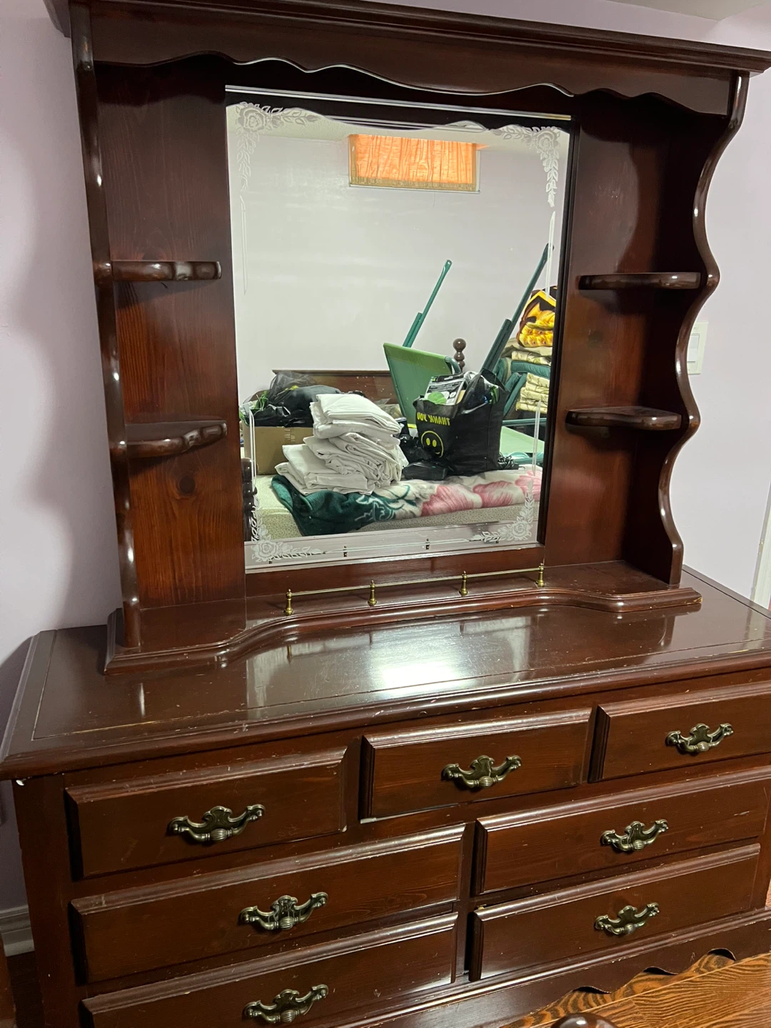 Wooden Dresser with Mirror