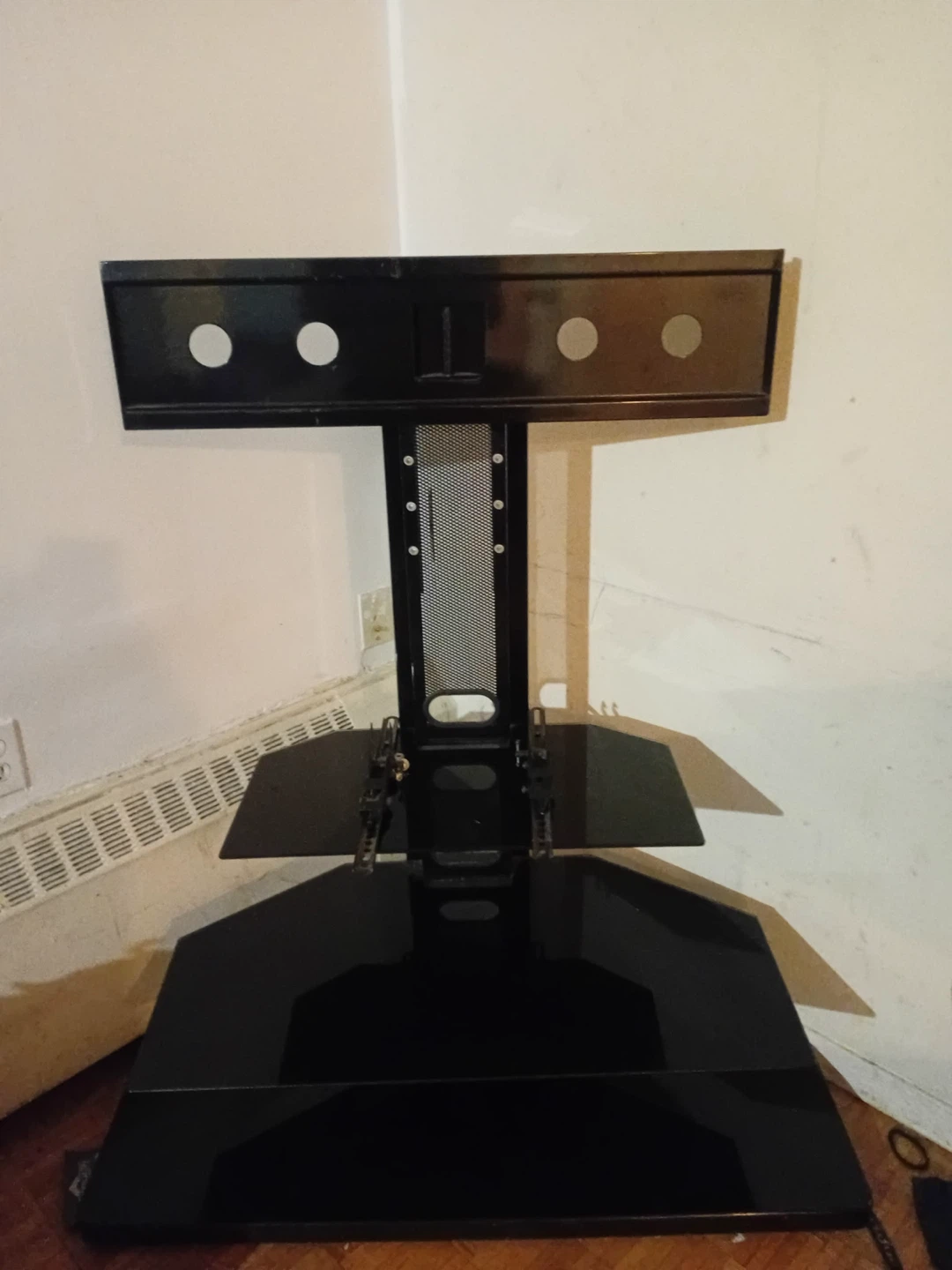 Black Glass TV Stand with Mount