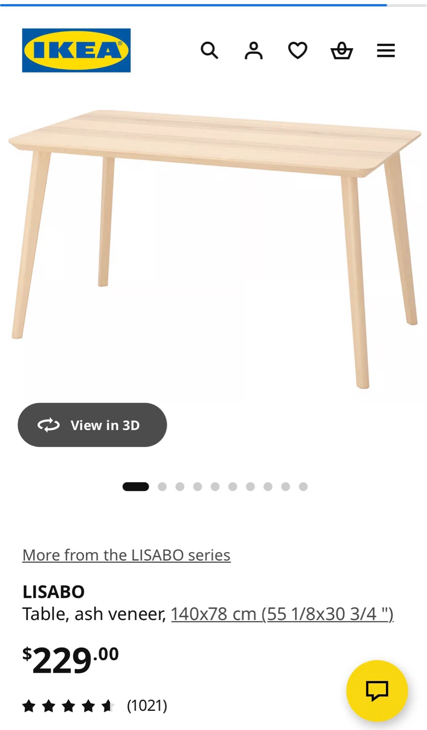 IKEA LISABO Table - Ash Veneer - photo 3