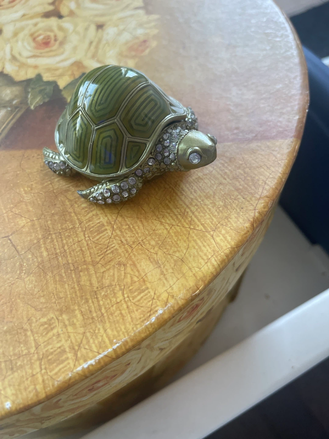 Decorative Turtle Trinket Box with Rhinestones