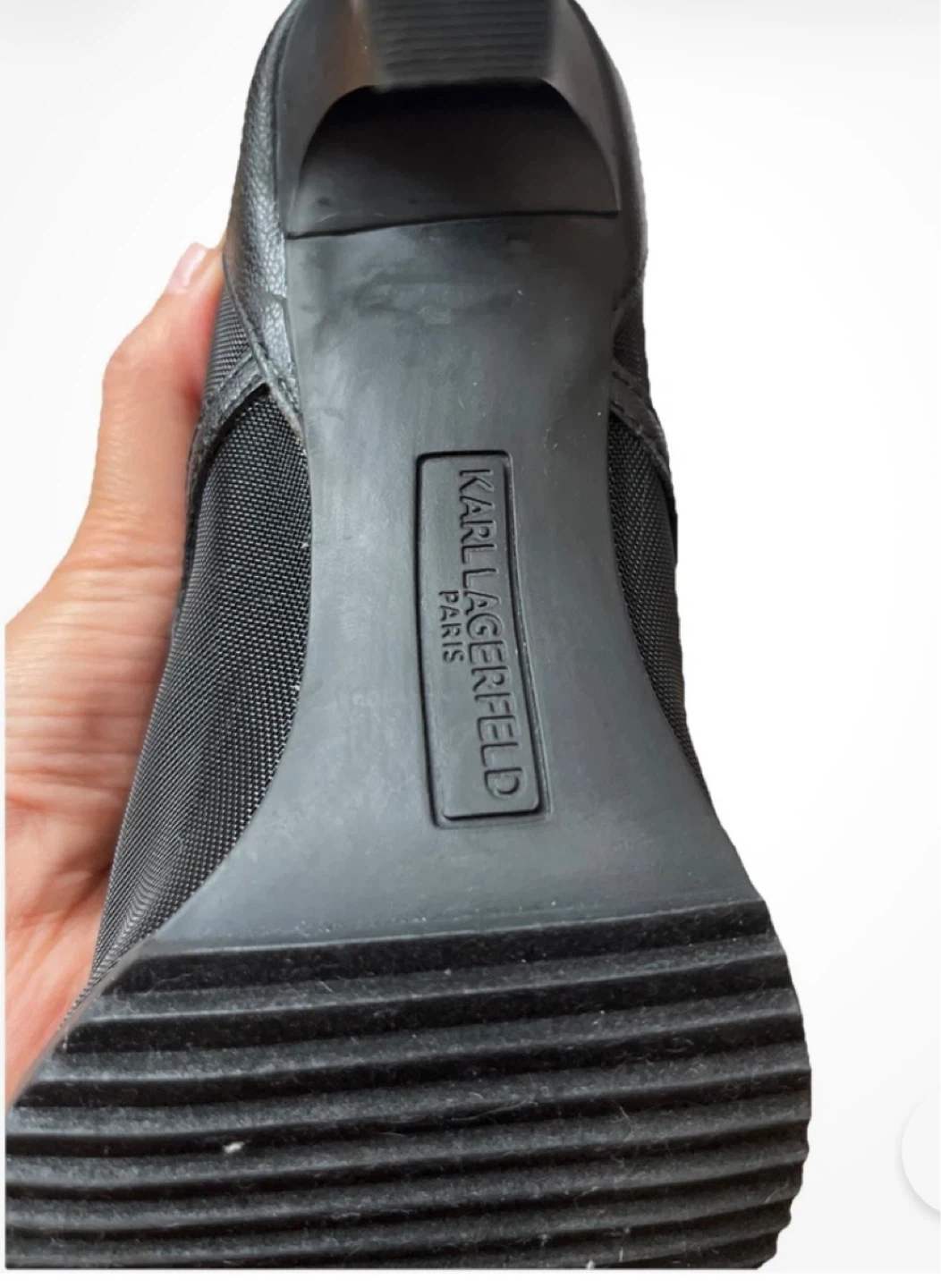 Karl Lagerfeld Black Mesh & Leather Heeled Booties - photo 3