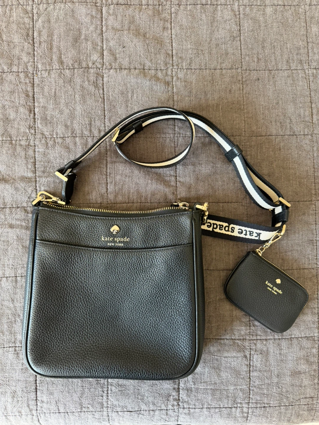 Kate Spade Black Leather Crossbody Bag with Coin Pouch - photo 3