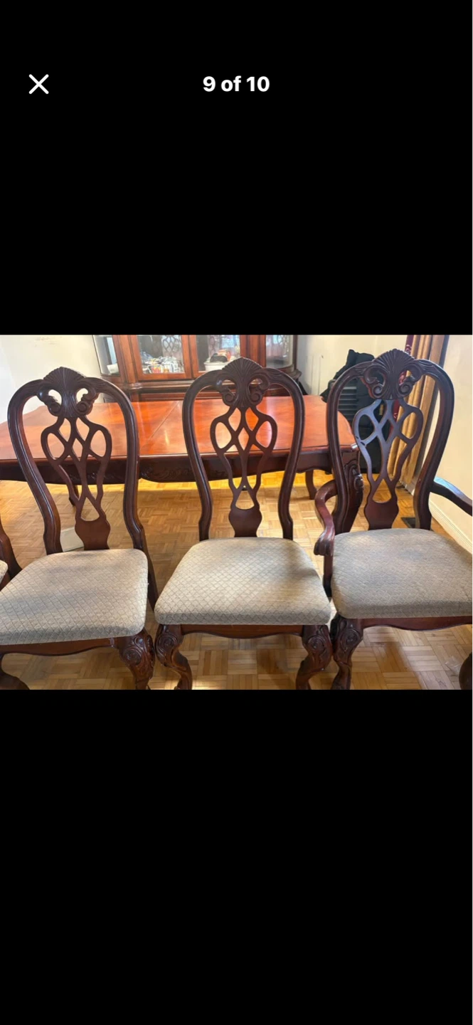 Wooden Dining Table Set with Hutch and Chairs - photo 2