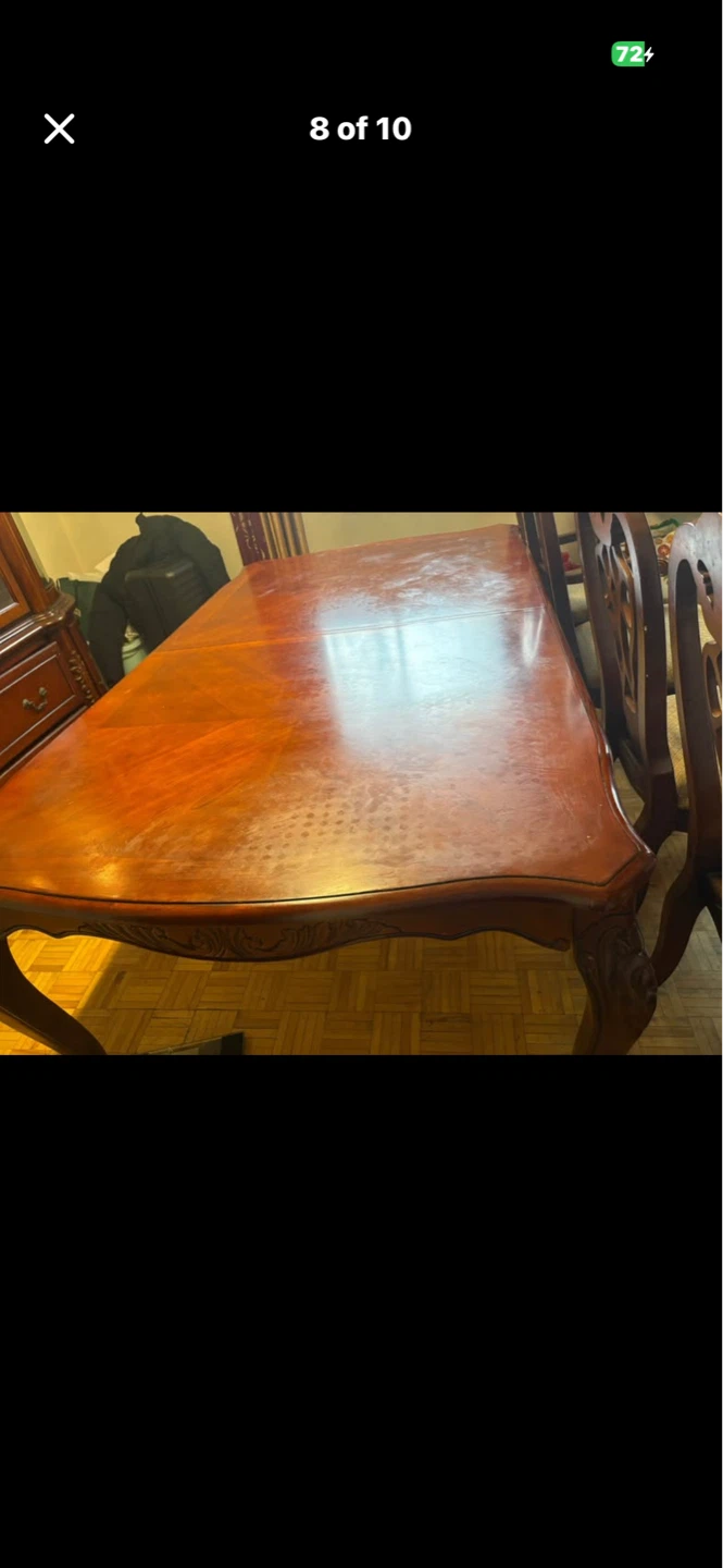 Wooden Dining Table Set with Hutch and Chairs