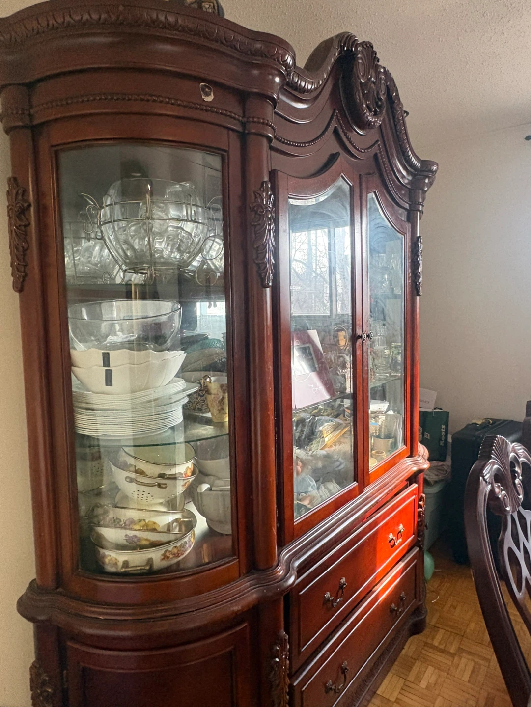 Wooden Dining Table Set with Hutch and Chairs - photo 5