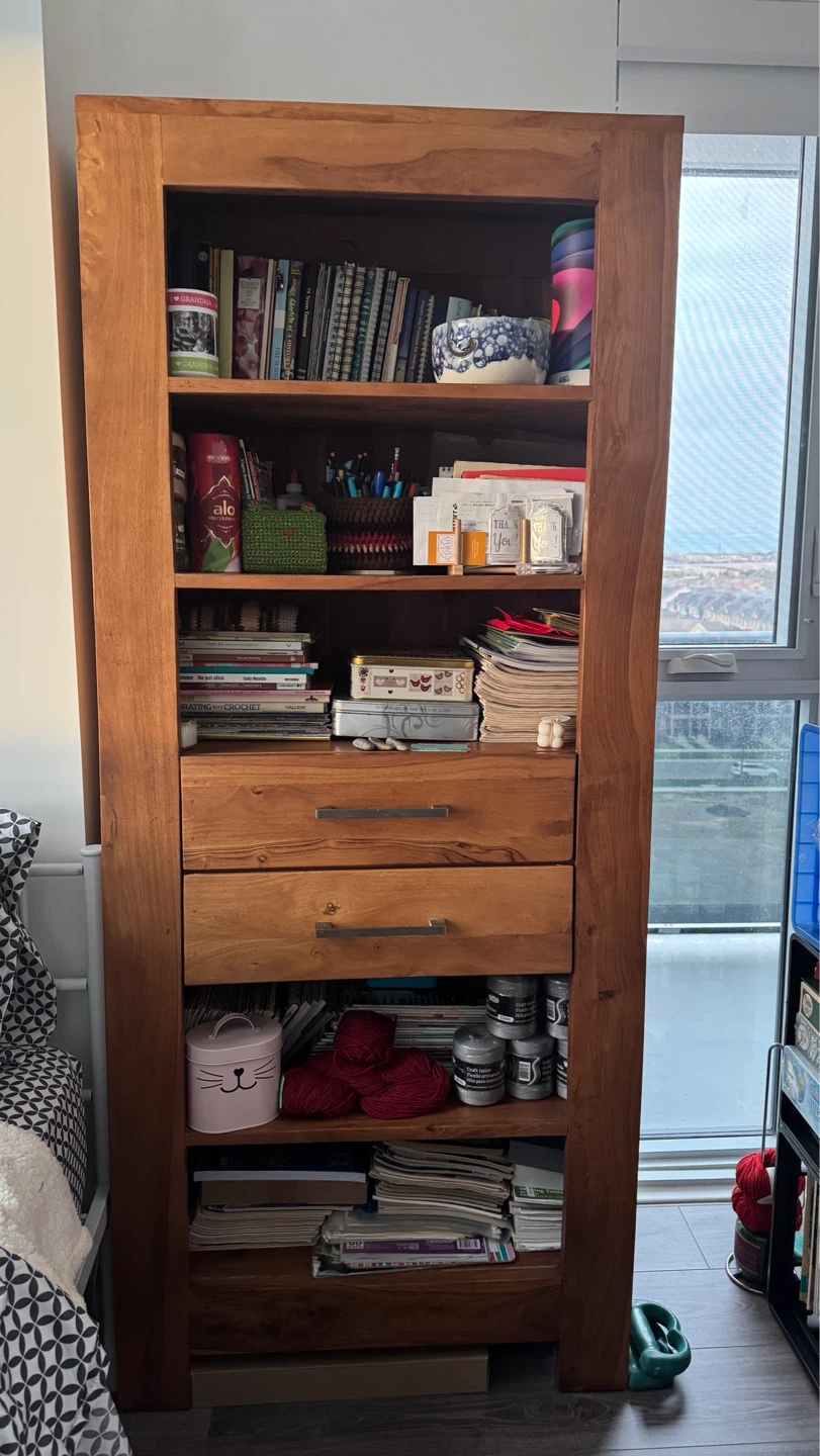 Solid Wood Bookshelf with Drawers - photo 4