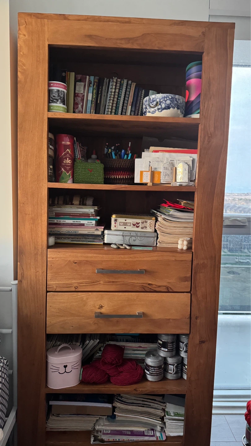 Solid Wood Bookshelf with Drawers - photo 2