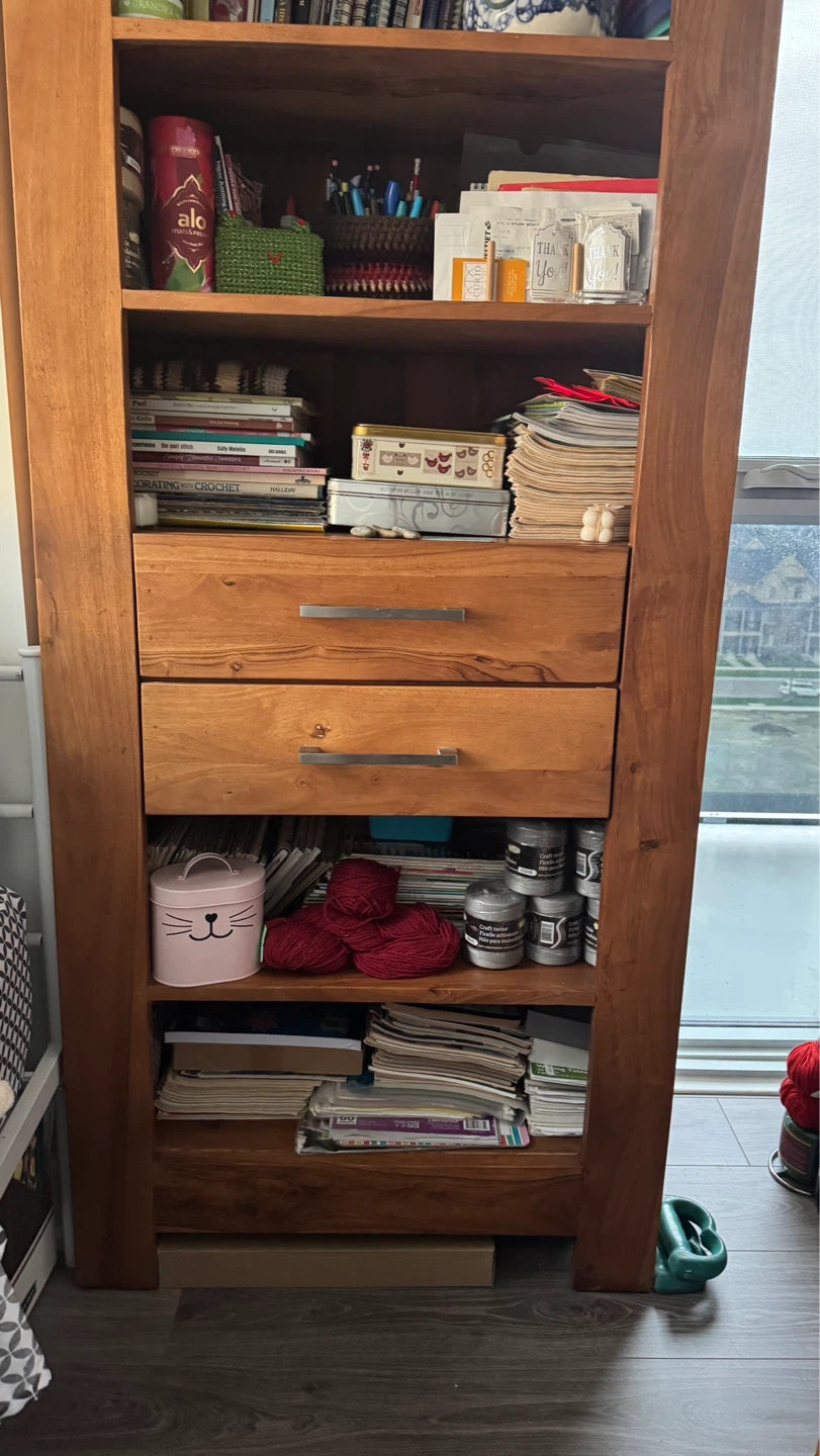 Solid Wood Bookshelf with Drawers - photo 3