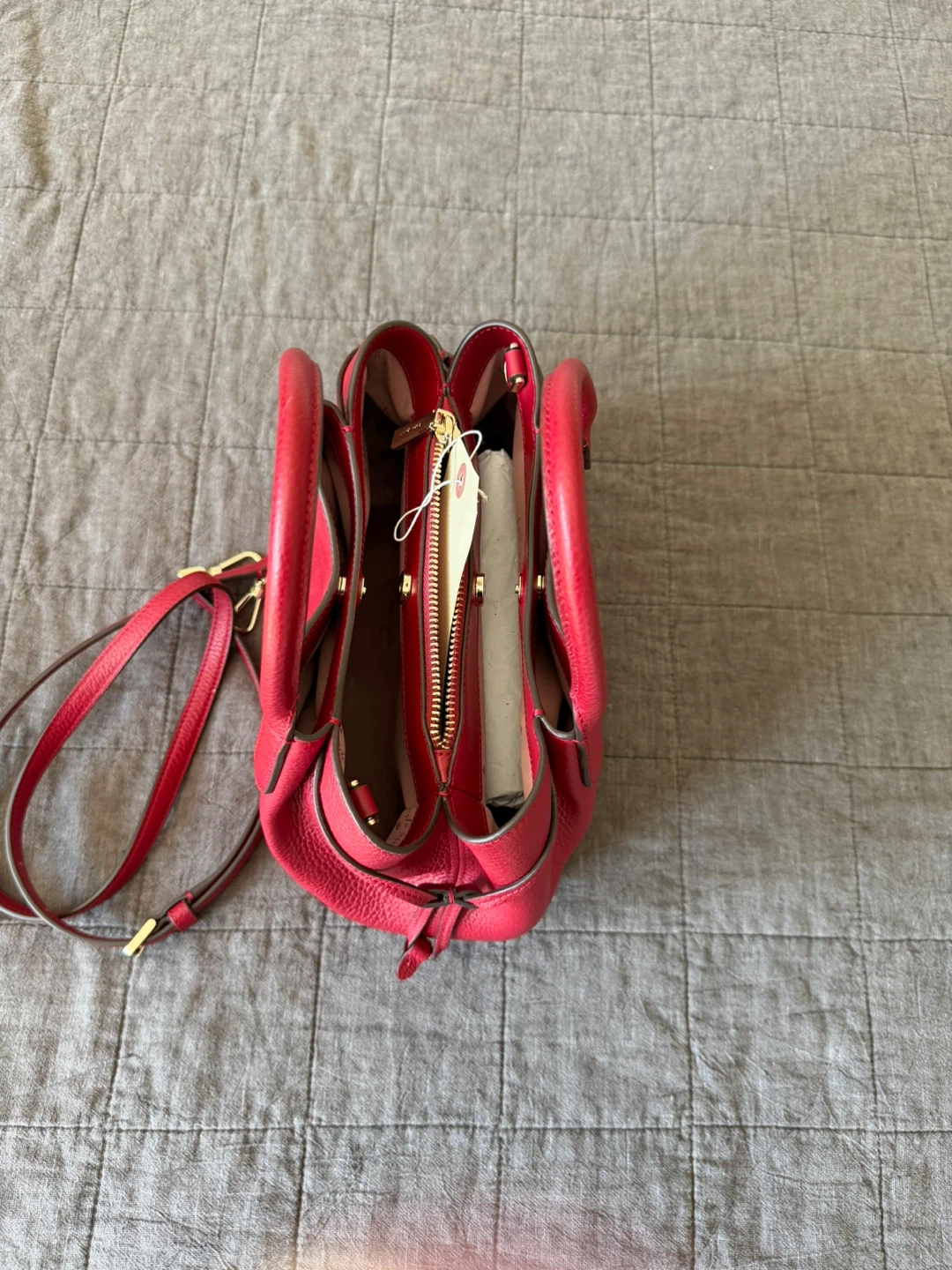 Kate Spade Red Jam Leather Satchel Handbag - photo 4