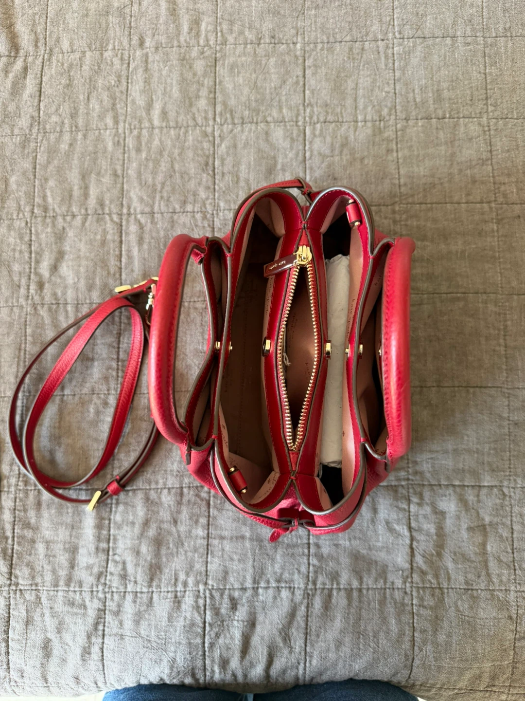 Kate Spade Red Jam Leather Satchel Handbag - photo 5