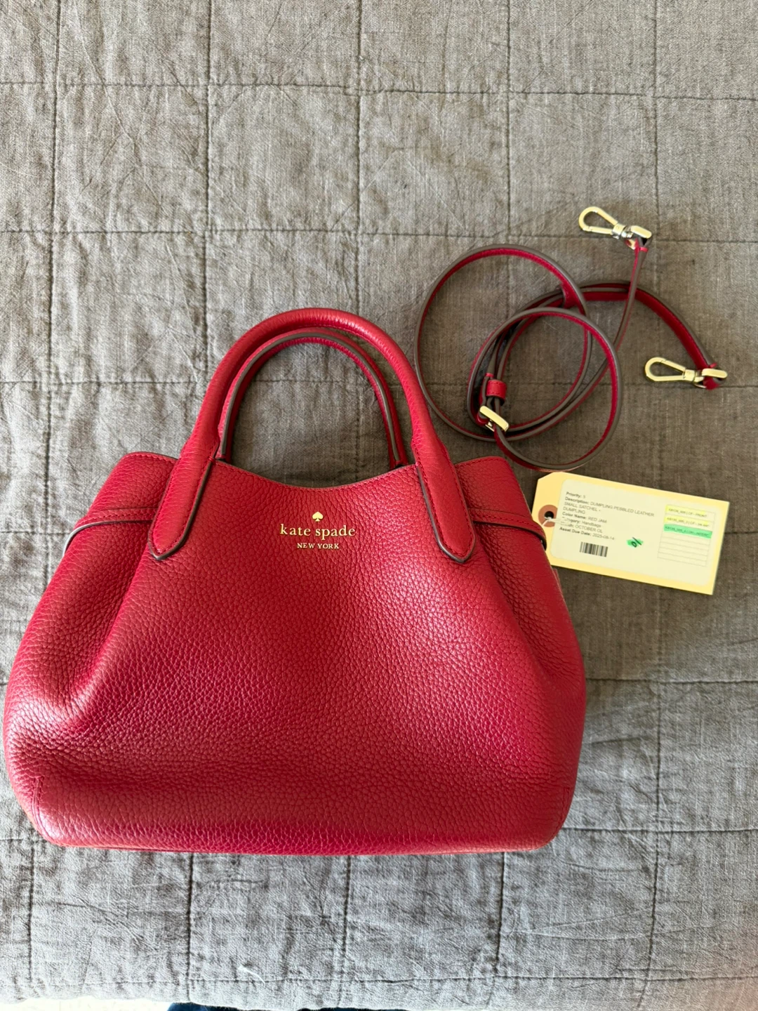 Kate Spade Red Jam Leather Satchel Handbag