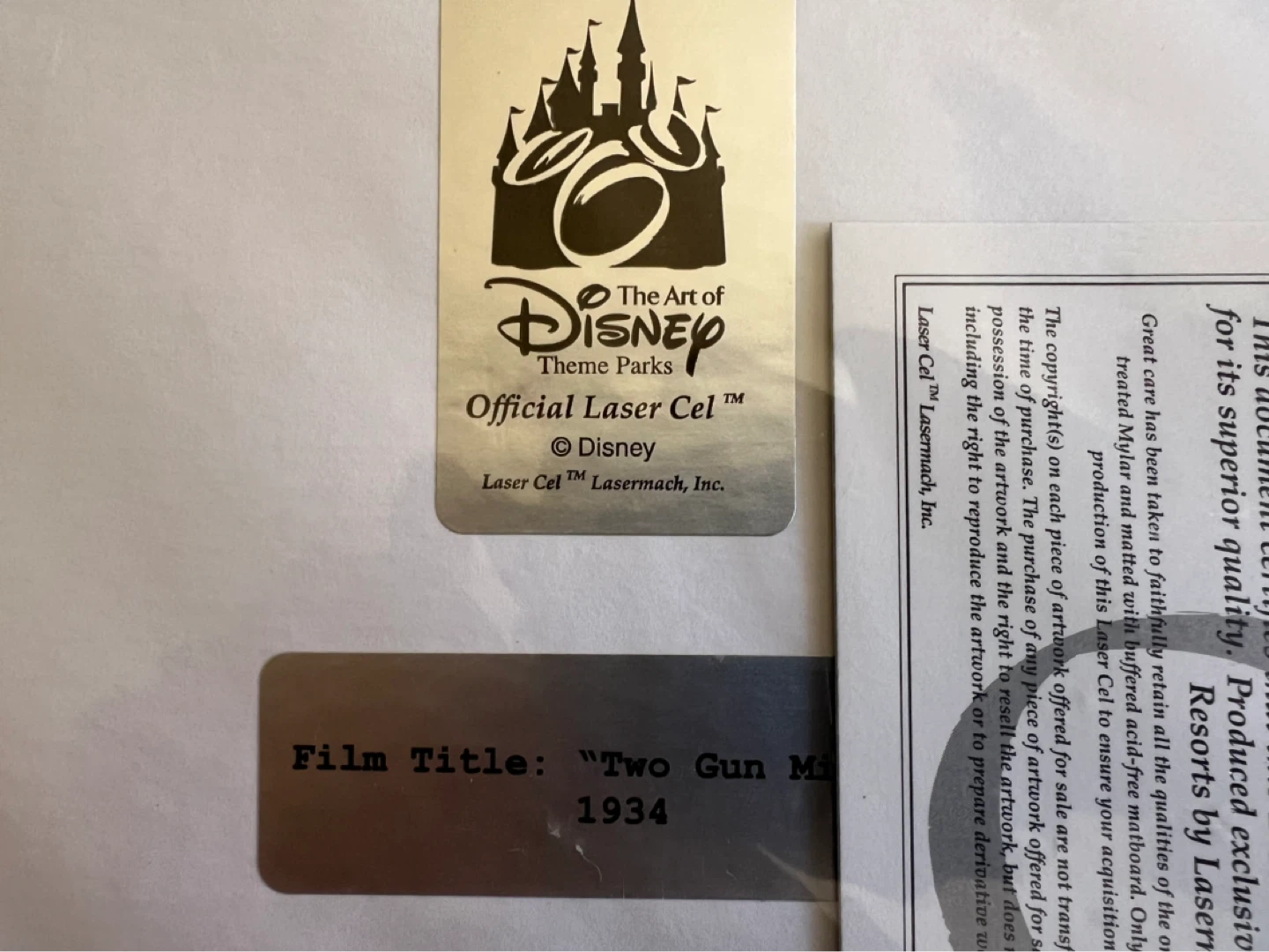 DISNEY “TWO GUN MICKEY” LASER CEL LIMITED EDITION OF 500 ARTWORK - photo 3