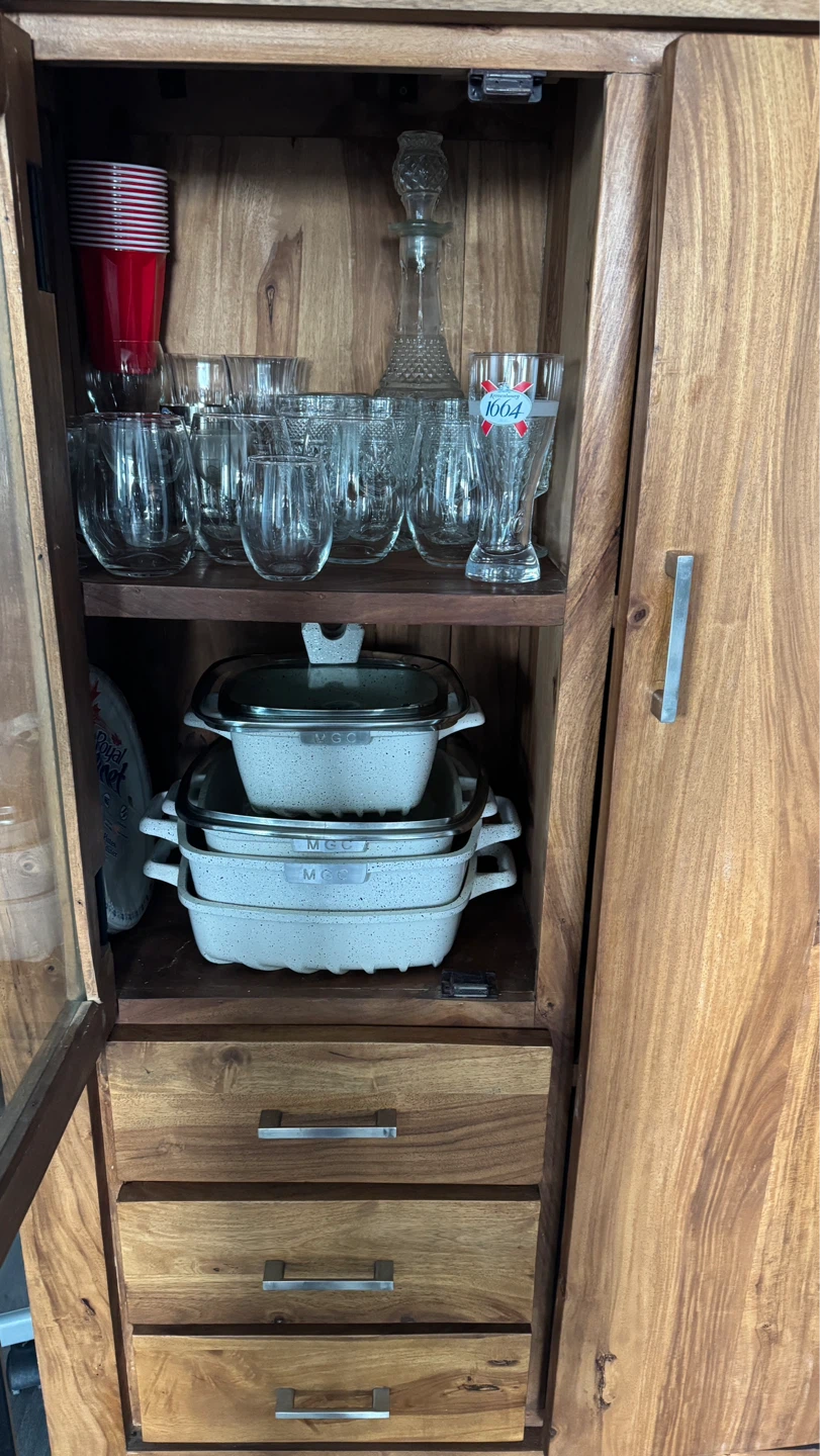 Wooden Display Cabinet with Glass Door and Drawers - photo 5