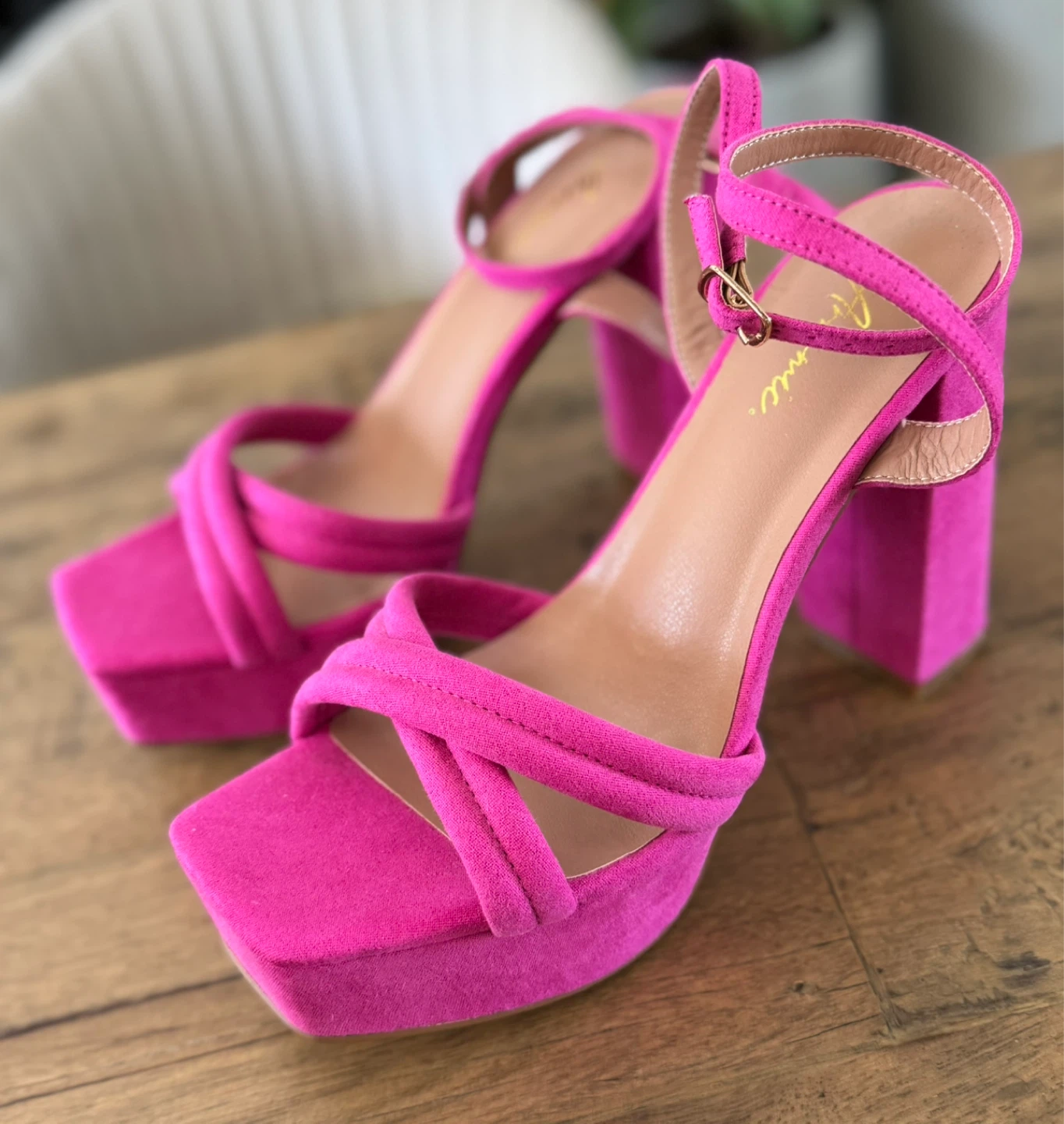Hot Pink Platform Block Heel Sandals - photo 5
