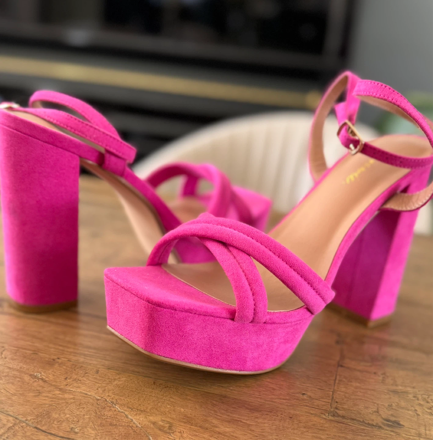 Hot Pink Platform Block Heel Sandals - photo 4
