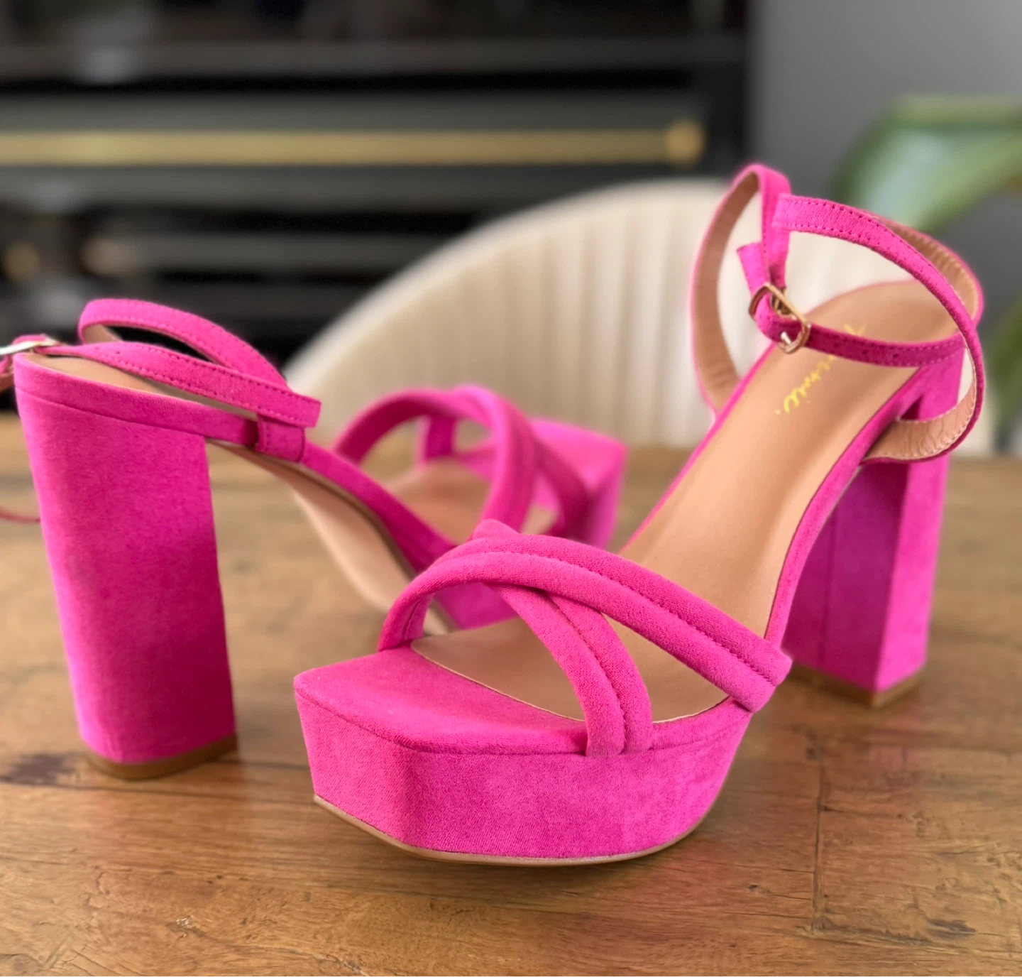 Hot Pink Platform Block Heel Sandals - photo 3