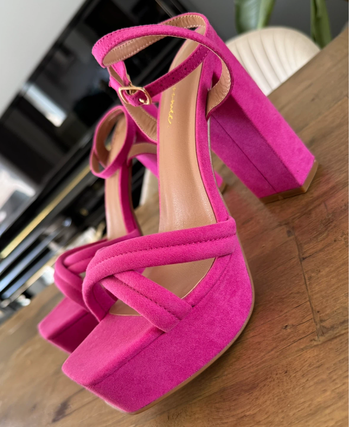Hot Pink Platform Block Heel Sandals - photo 2