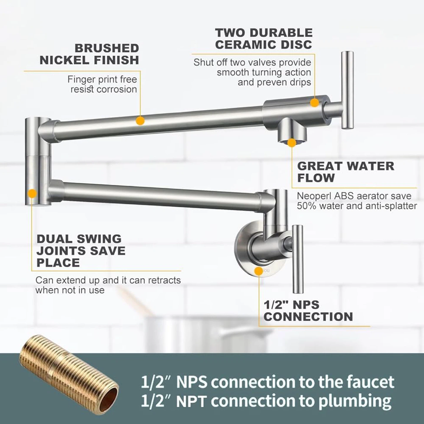 Brushed Nickel Pot Filler Faucet - photo 5