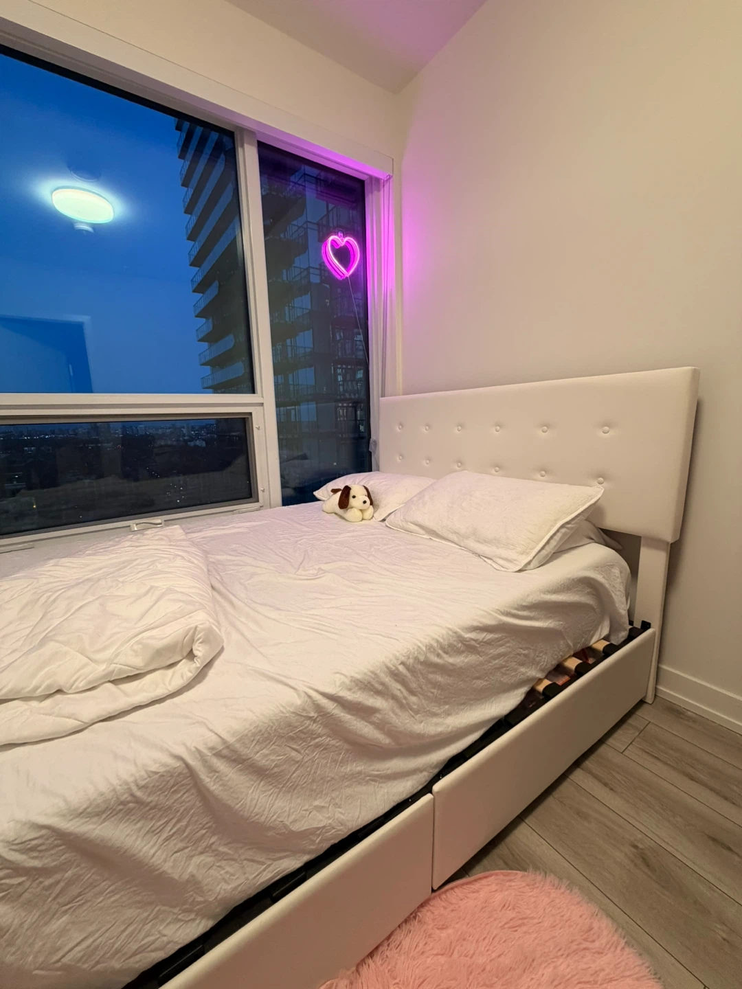 White Faux Leather Platform Bed Frame - photo 3