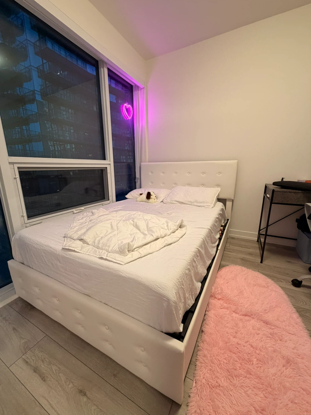 White Faux Leather Platform Bed Frame - photo 2